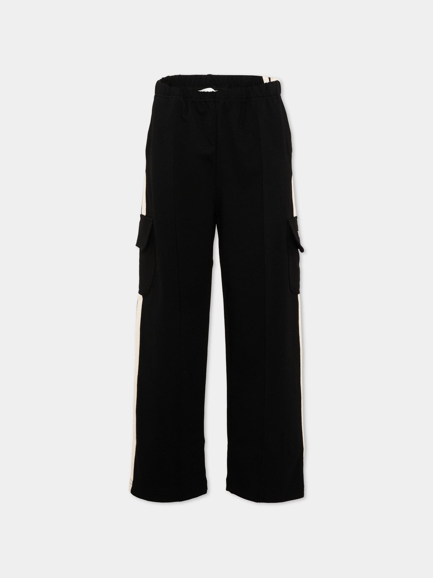 Pantalone nero per bambina con logo,Palm Angels,F6PAJGFP040 110