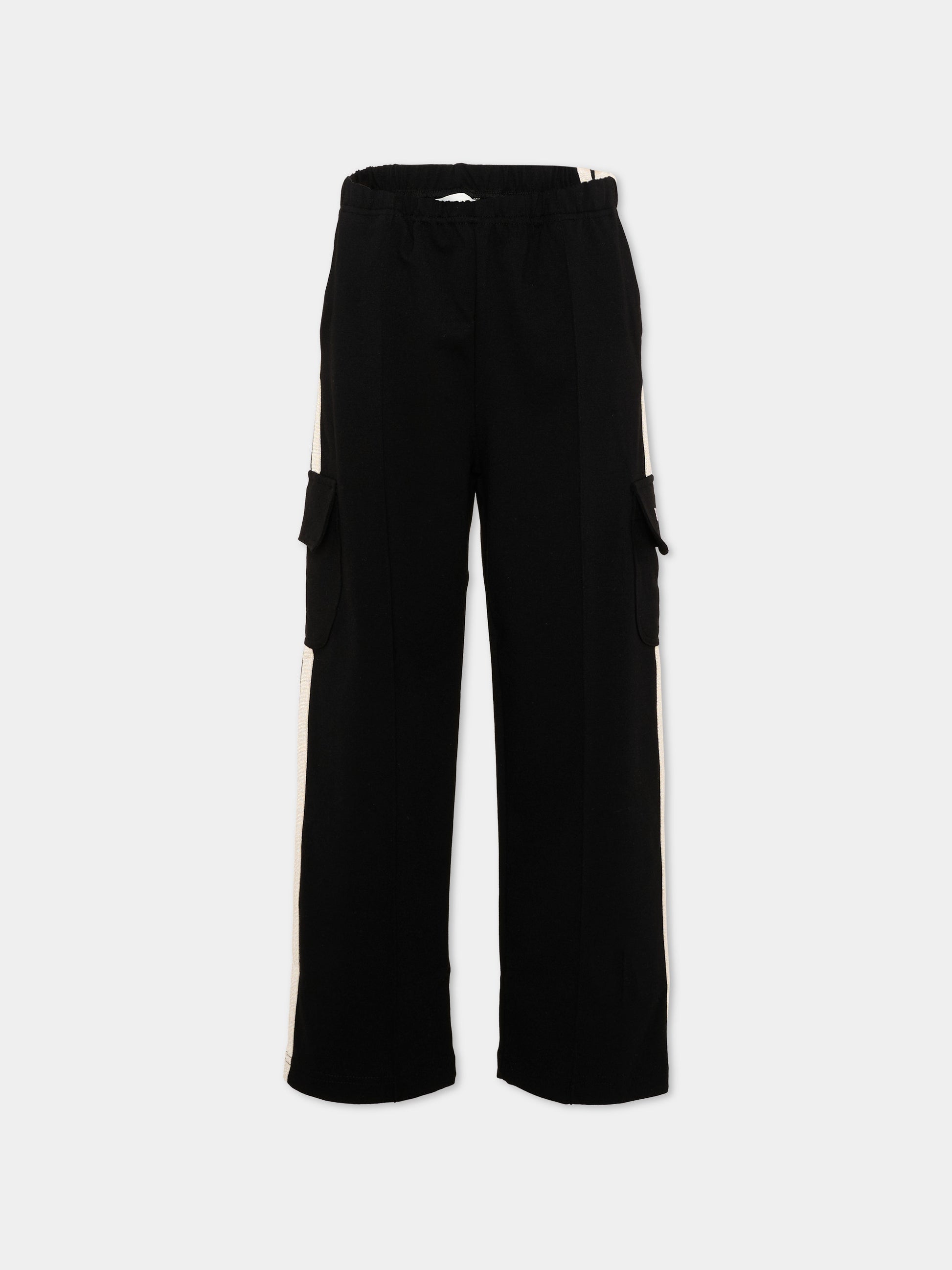 Pantalone nero per bambina con logo,Palm Angels,F6PAJGFP040 110