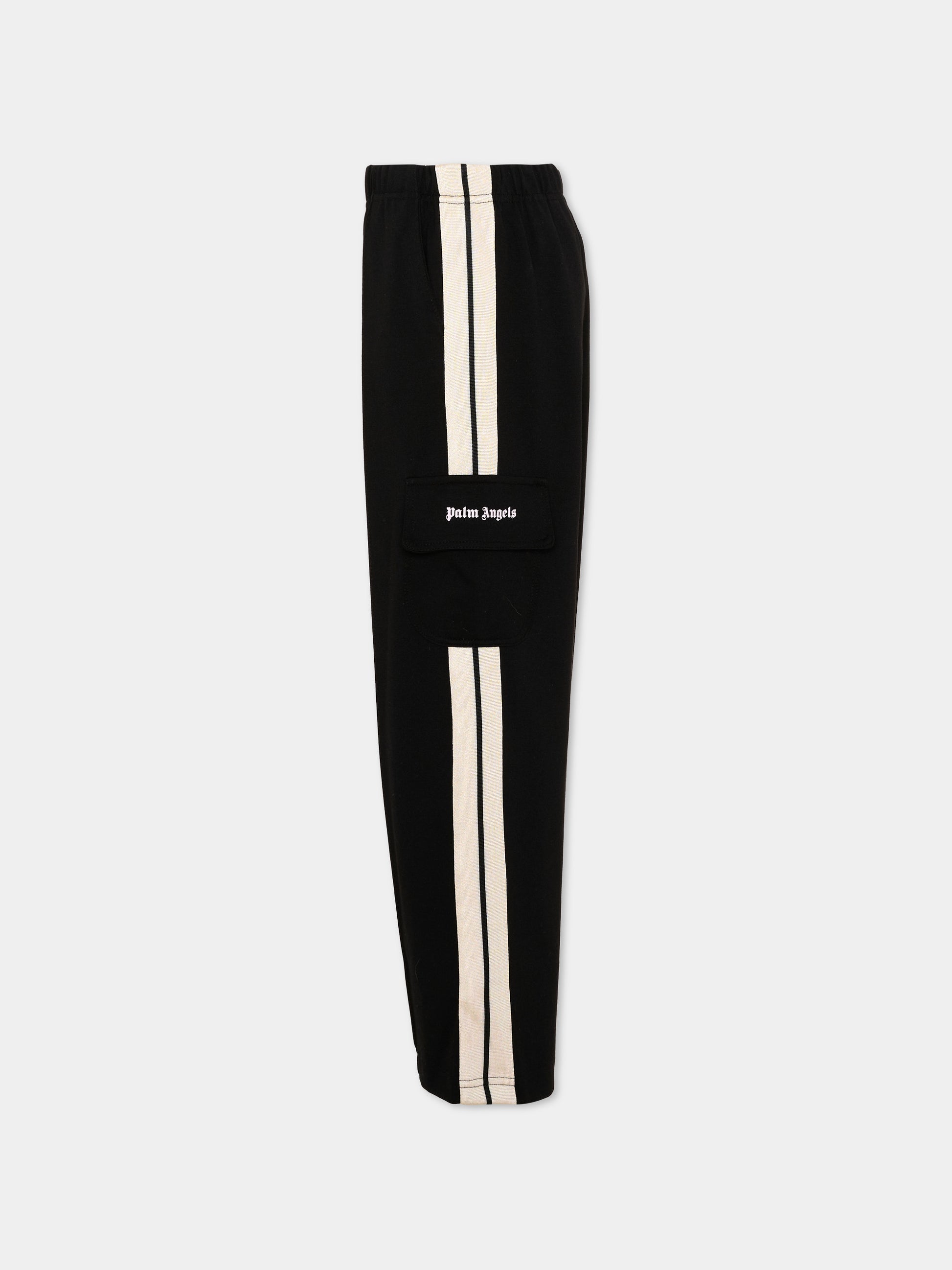 Pantalone nero per bambina con logo,Palm Angels,F6PAJGFP040 110