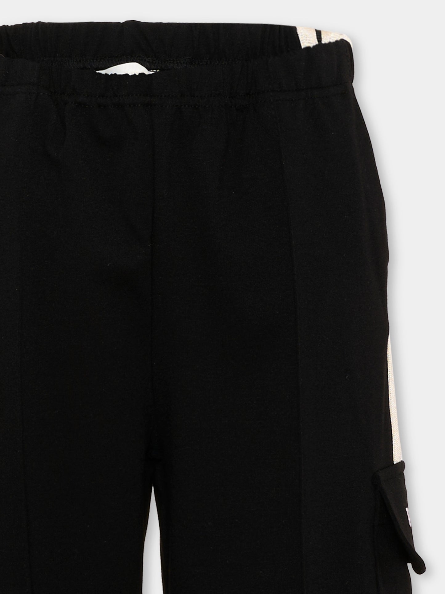 Pantalone nero per bambina con logo,Palm Angels,F6PAJGFP040 110
