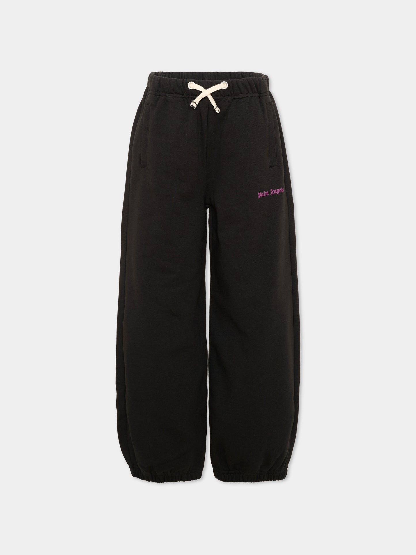 Pantalone nero per bambina con logo,Palm Angels,F6PAJGFP054 110
