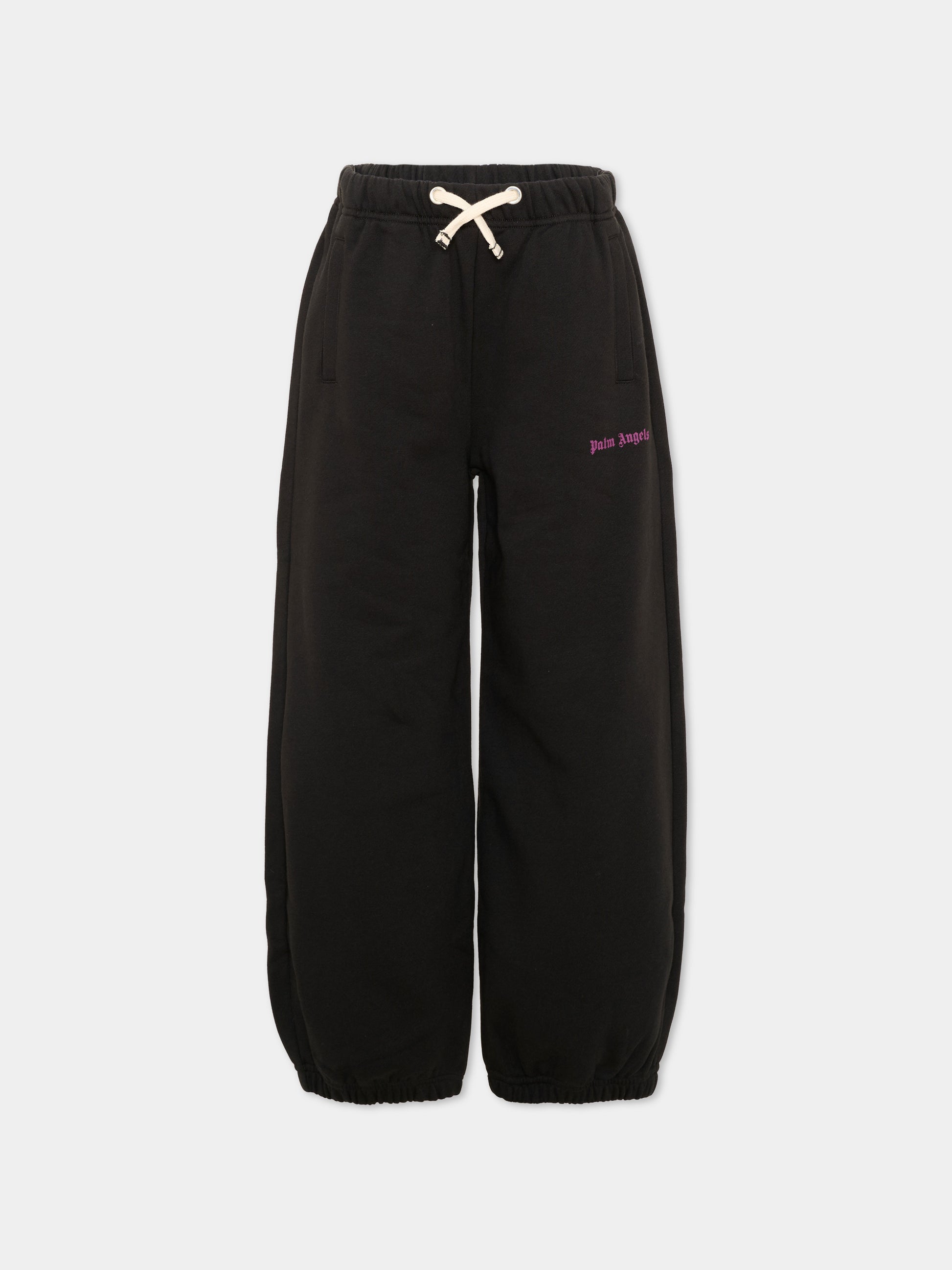 Pantalone nero per bambina con logo,Palm Angels,F6PAJGFP054 110