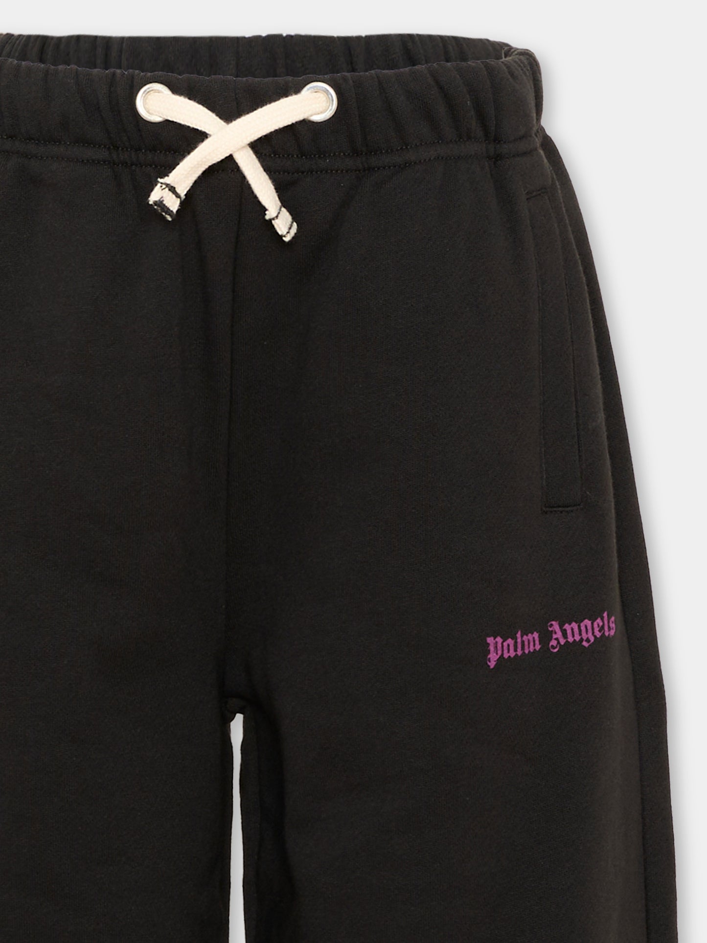Pantalone nero per bambina con logo,Palm Angels,F6PAJGFP054 110