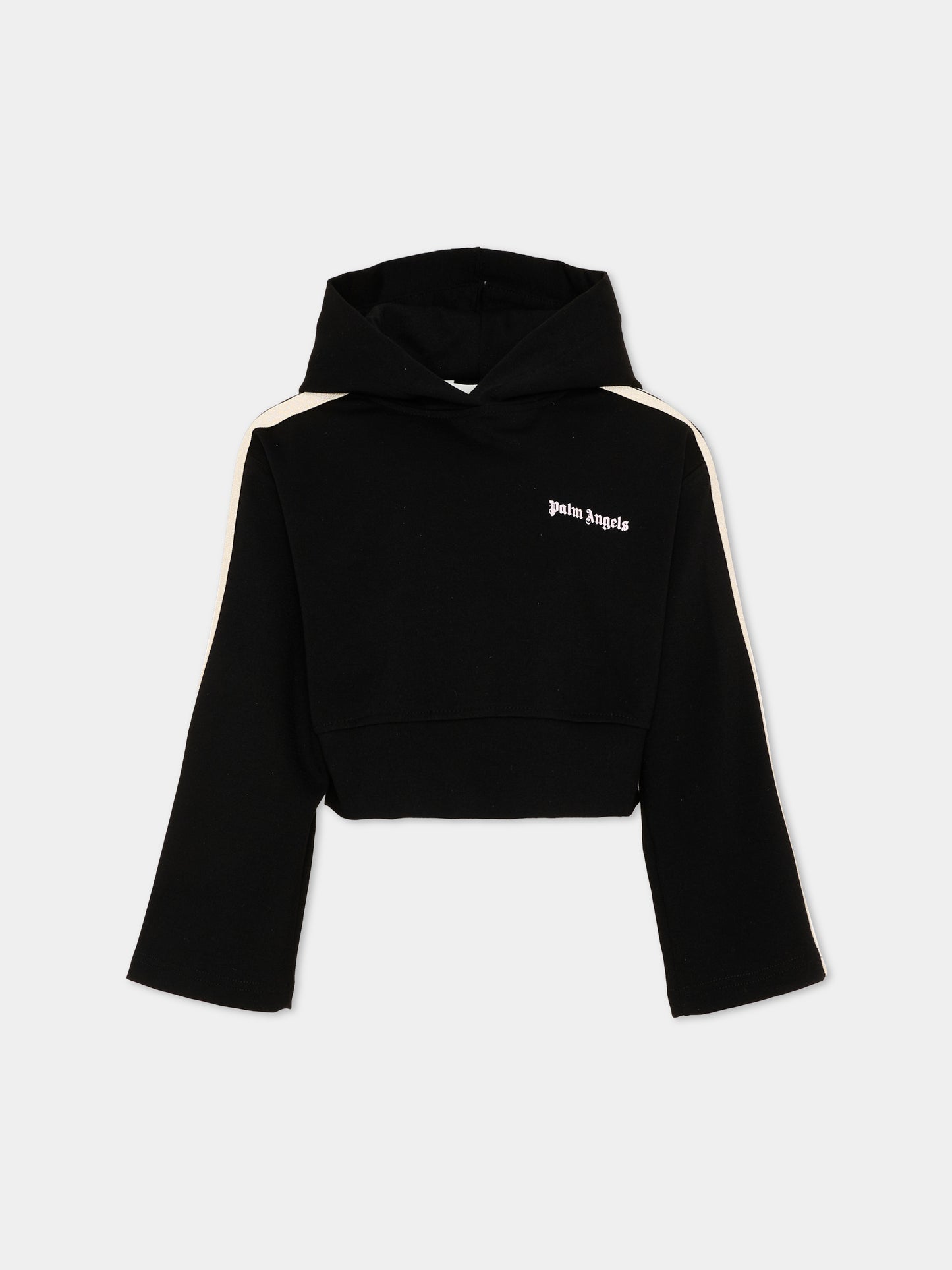 Felpa nera per bambina con logo,Palm Angels,F6PAJGHS039 110