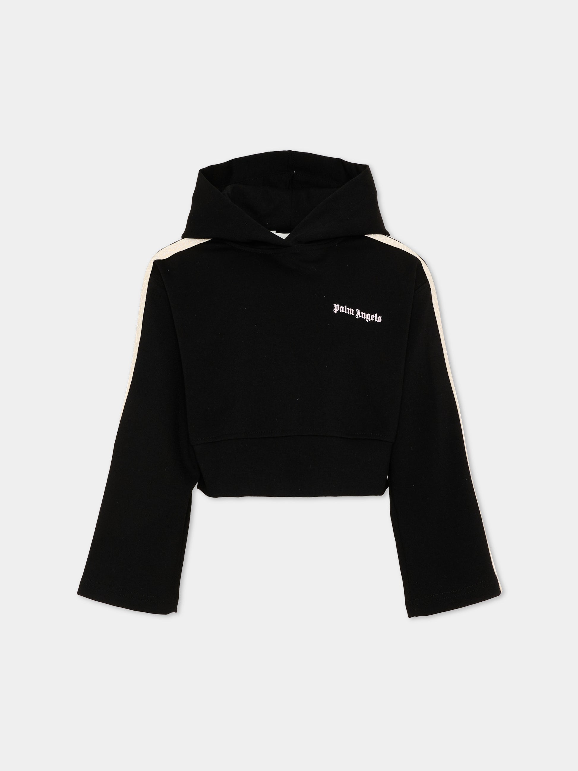 Felpa nera per bambina con logo,Palm Angels,F6PAJGHS039 110