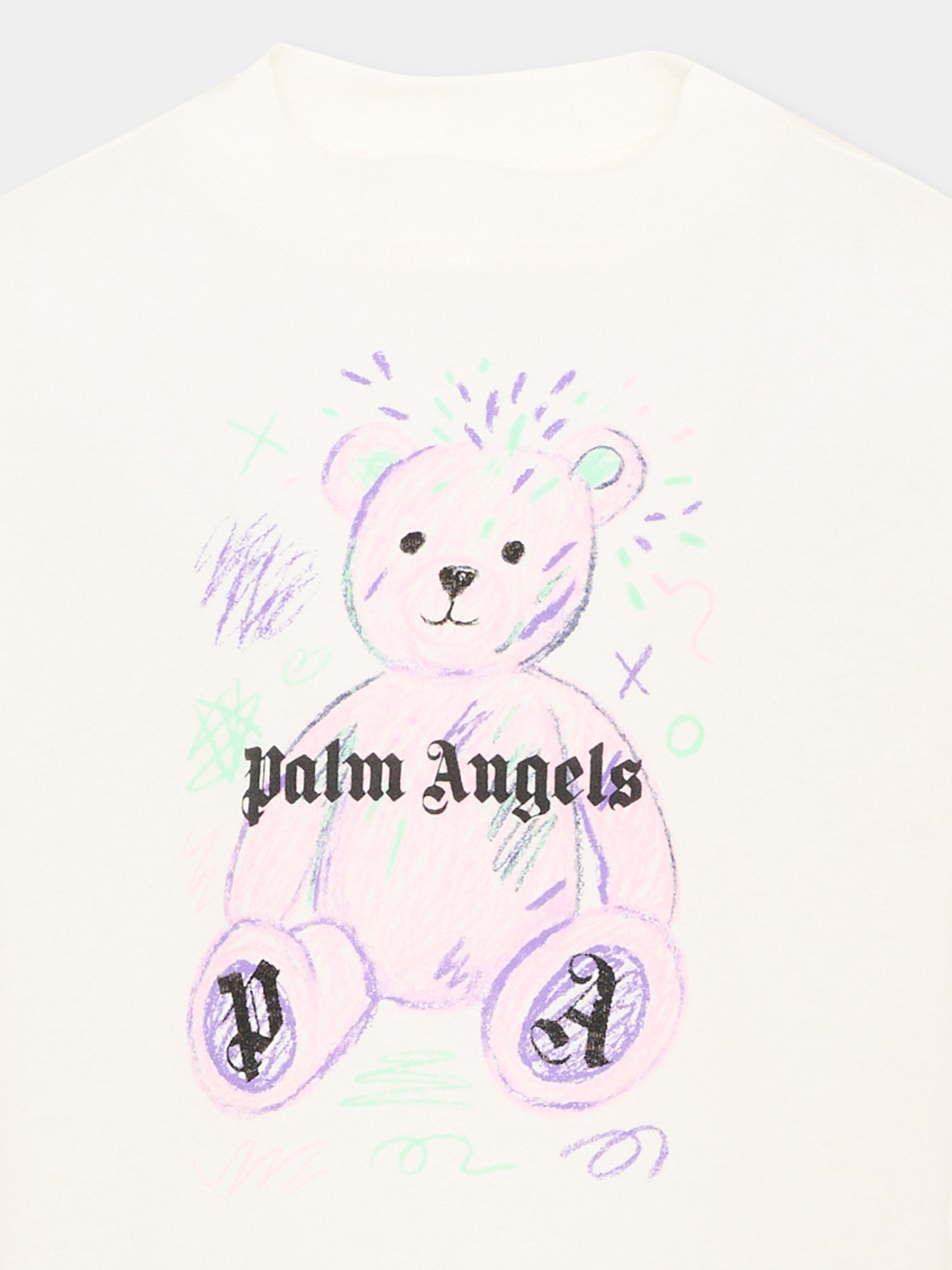 T-shirt avorio per bambina con Teddy Bear,Palm Angels,F6PAJGTH081 412