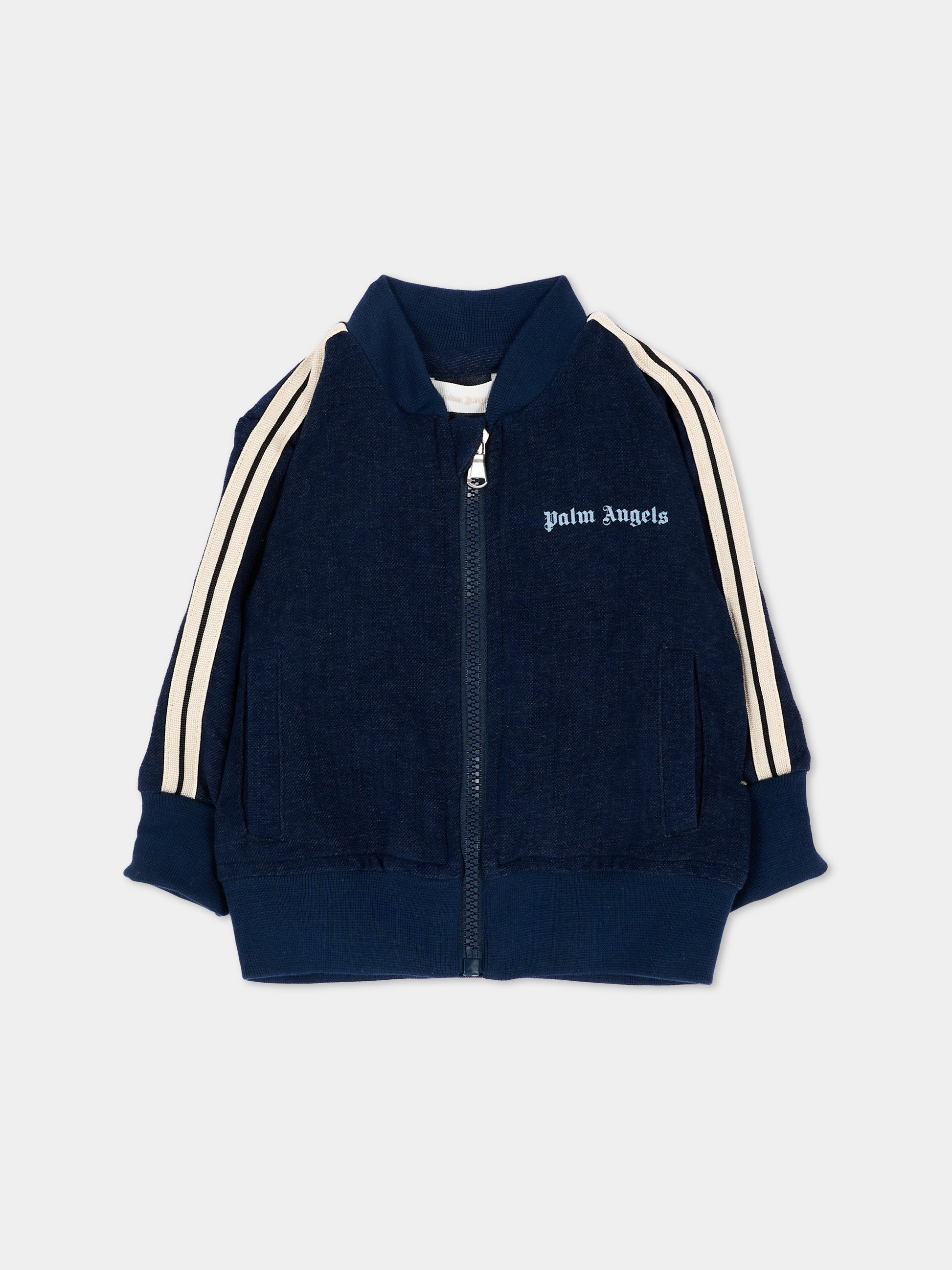 Felpa blu per neonato con logo,Palm Angels,F6PANBJK211 126