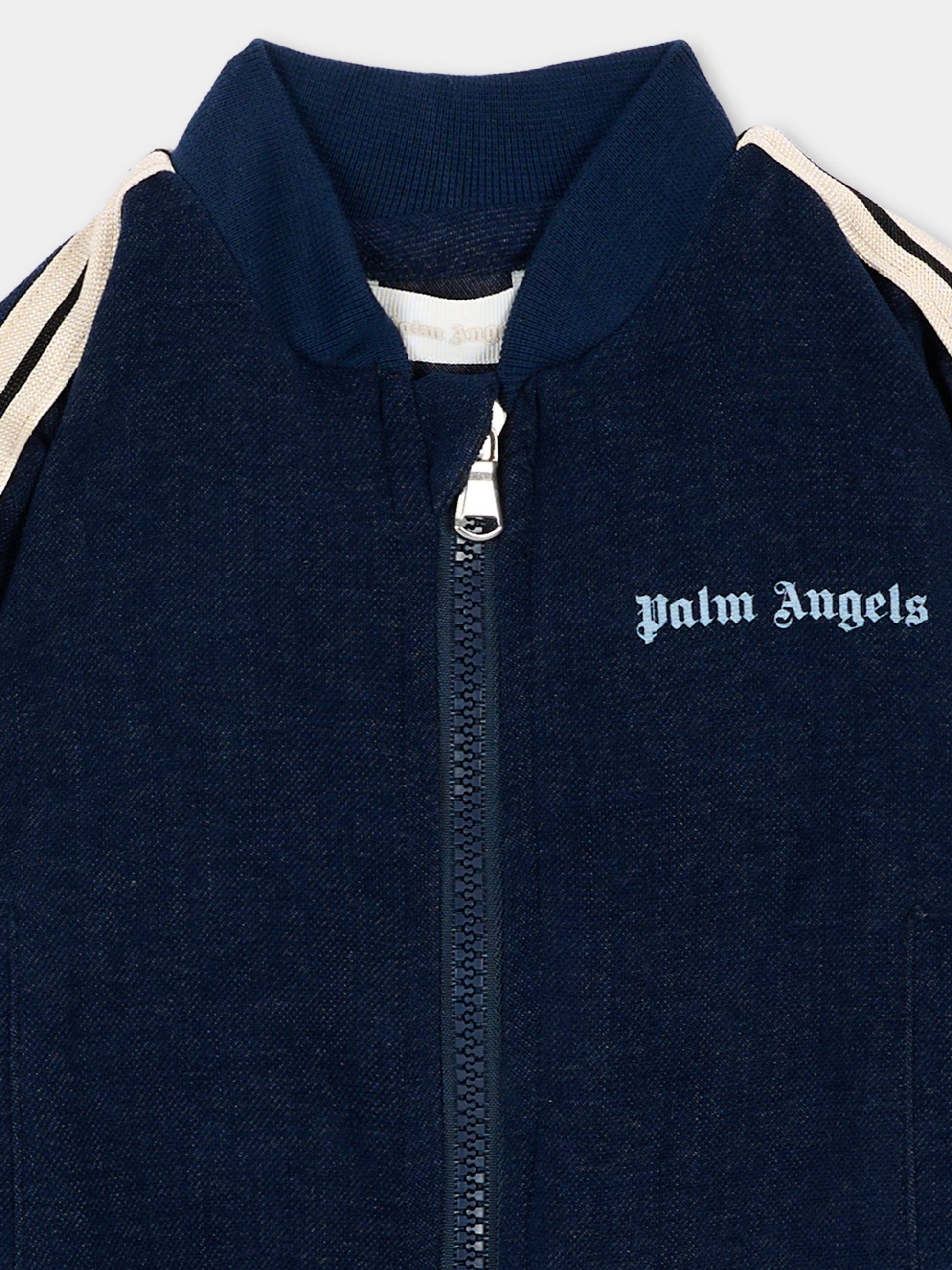 Felpa blu per neonato con logo,Palm Angels,F6PANBJK211 126