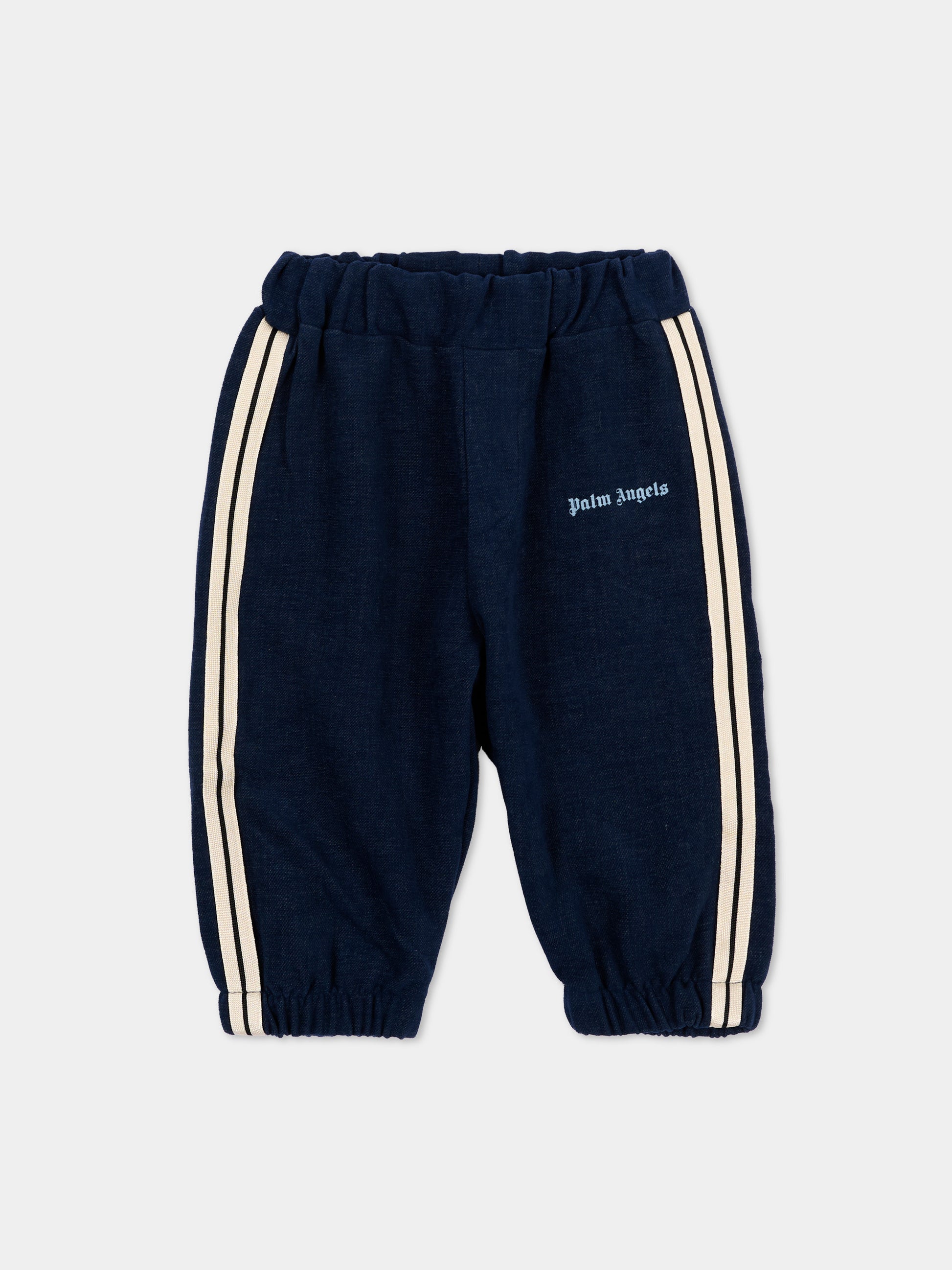 Pantalone blu per neonato con logo,Palm Angels,F6PANBPA210 126