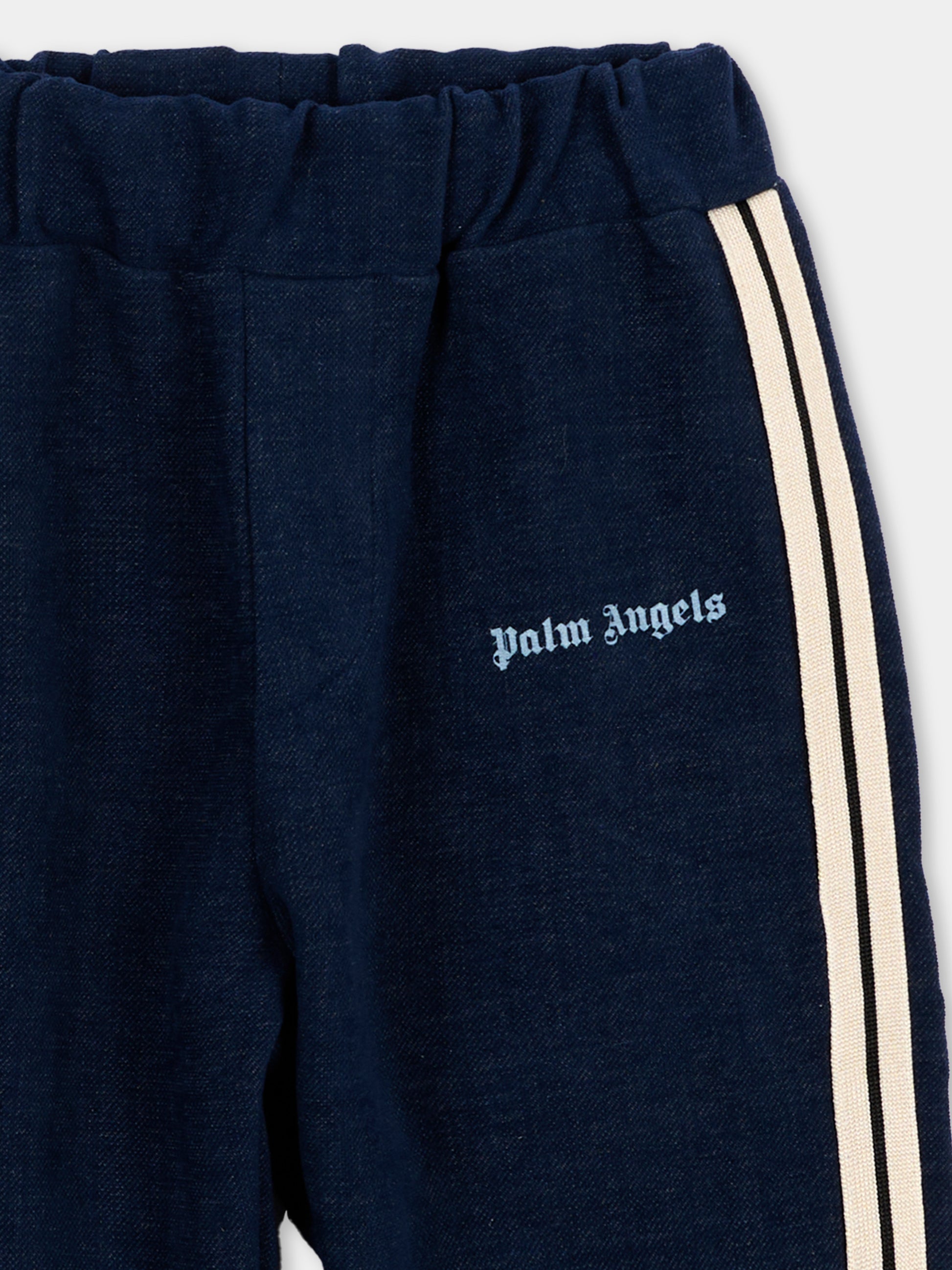 Pantalone blu per neonato con logo,Palm Angels,F6PANBPA210 126
