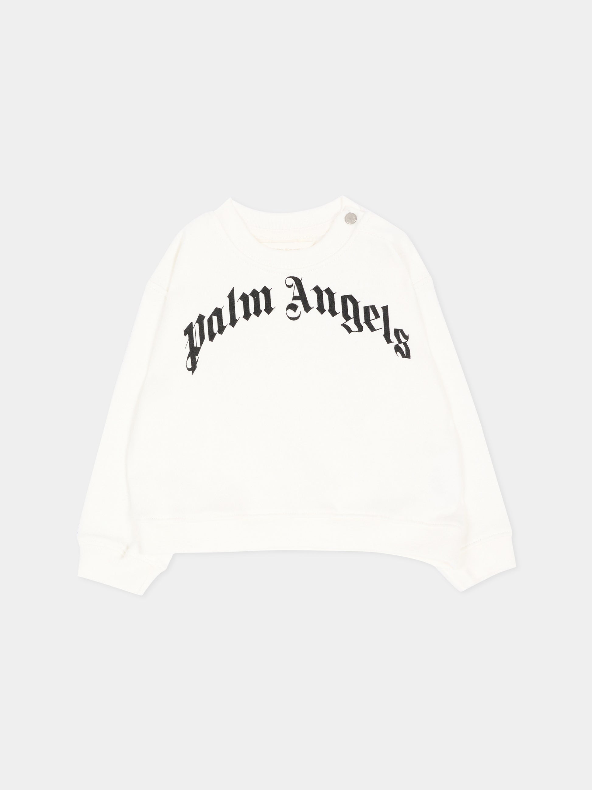 Felpa avorio per neonato con logo,Palm Angels,F6PANBSW176 412