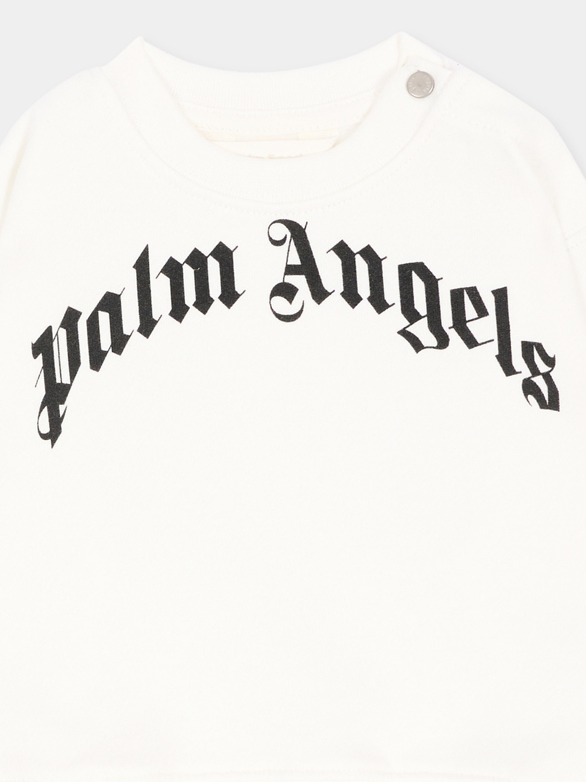 Felpa avorio per neonato con logo,Palm Angels,F6PANBSW176 412