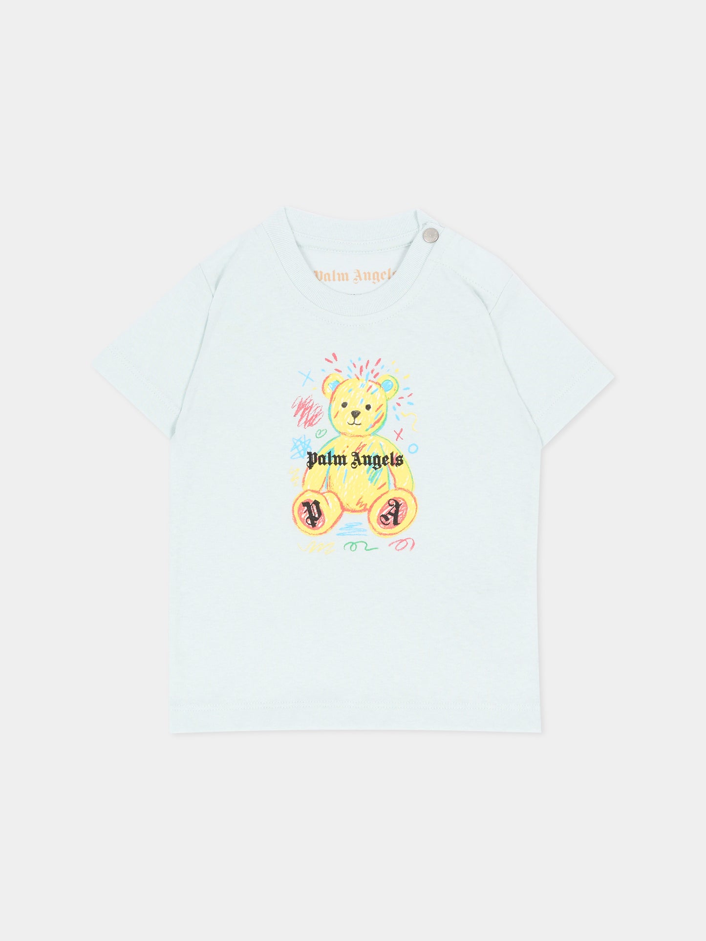 T-shirt celeste per neonato con Teddy Bear,Palm Angels,F6PANBTH196 960