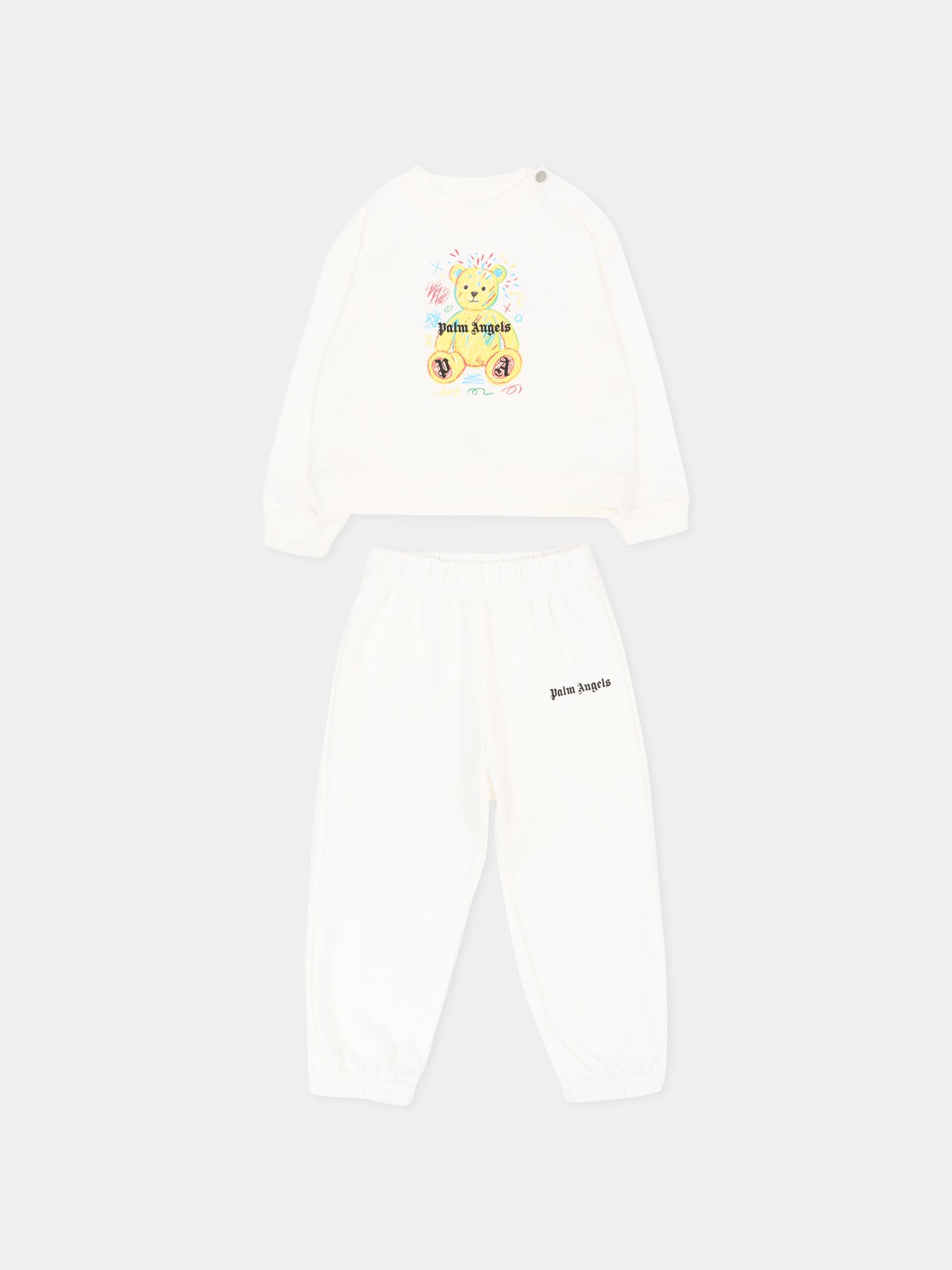 Completo sportivo lungo avorio per neonato con Teddy Bear,Palm Angels,F6PANBTP197 412
