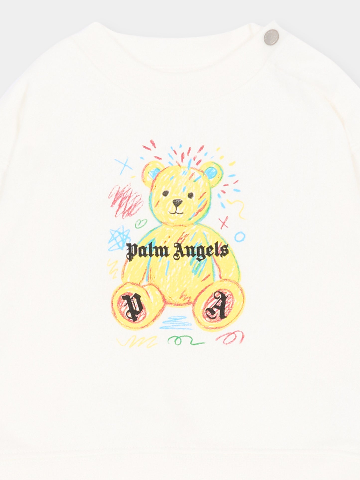 Completo sportivo lungo avorio per neonato con Teddy Bear,Palm Angels,F6PANBTP197 412