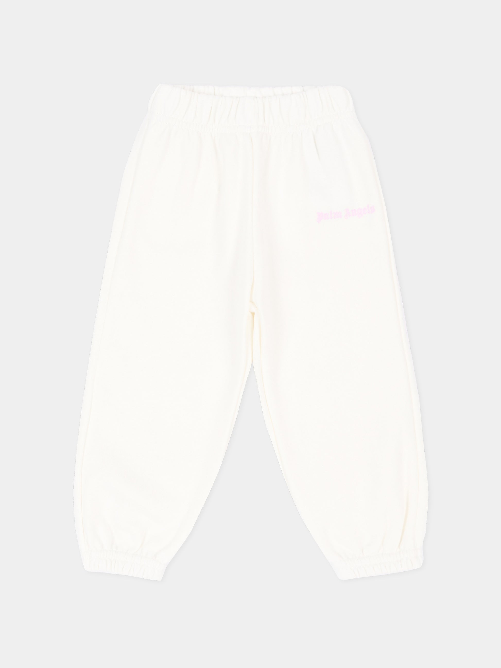 Pantalone avorio per neonata con logo,Palm Angels,F6PANGFP222 412