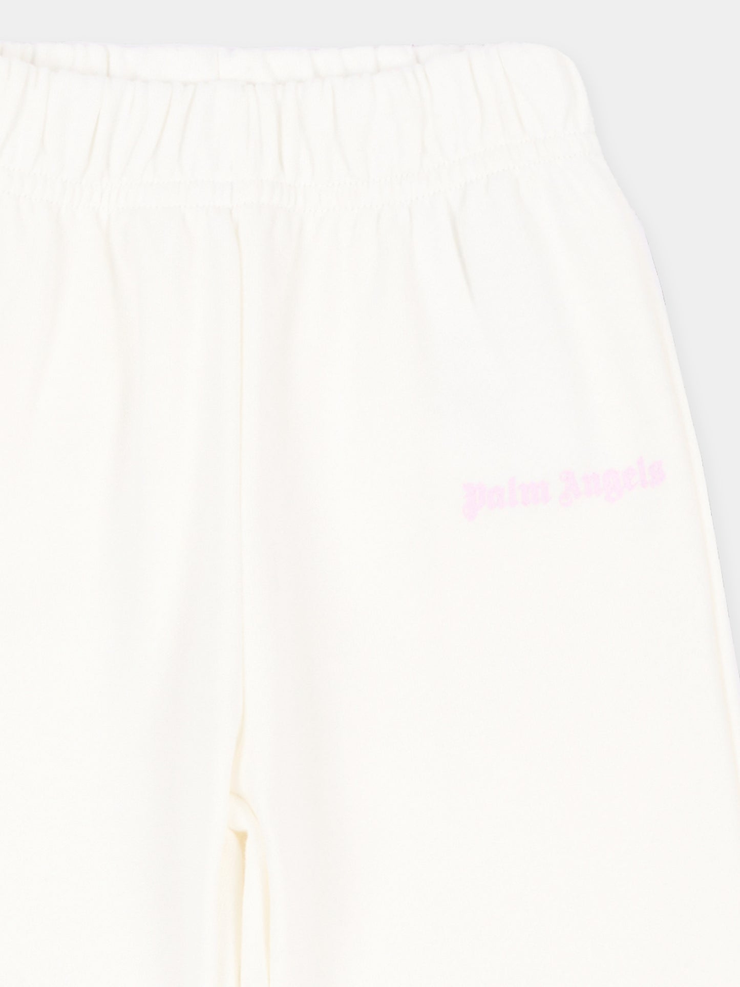 Pantalone avorio per neonata con logo,Palm Angels,F6PANGFP222 412