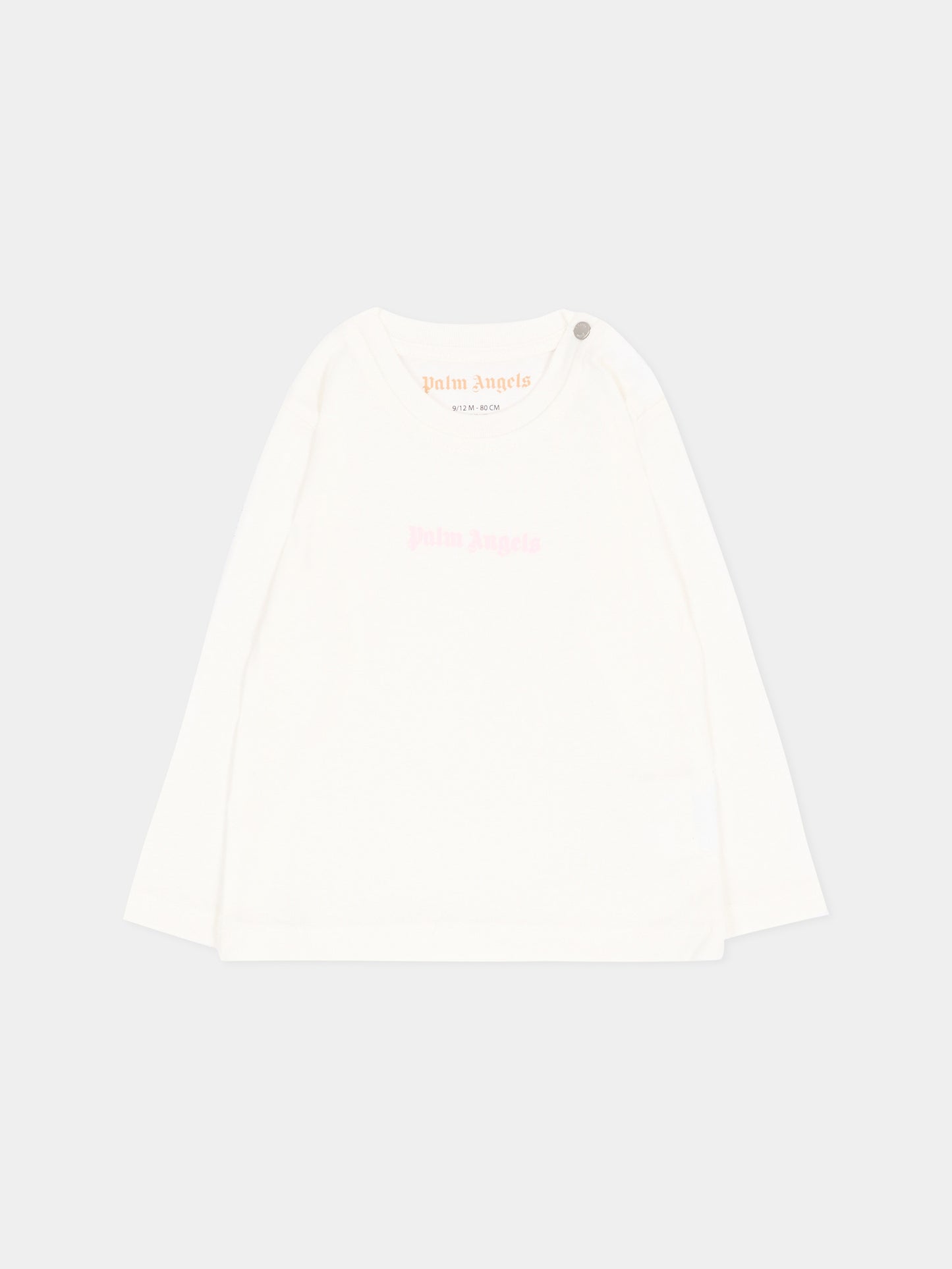 T-shirt avorio per neonata con logo,Palm Angels,F6PANGTH186 412