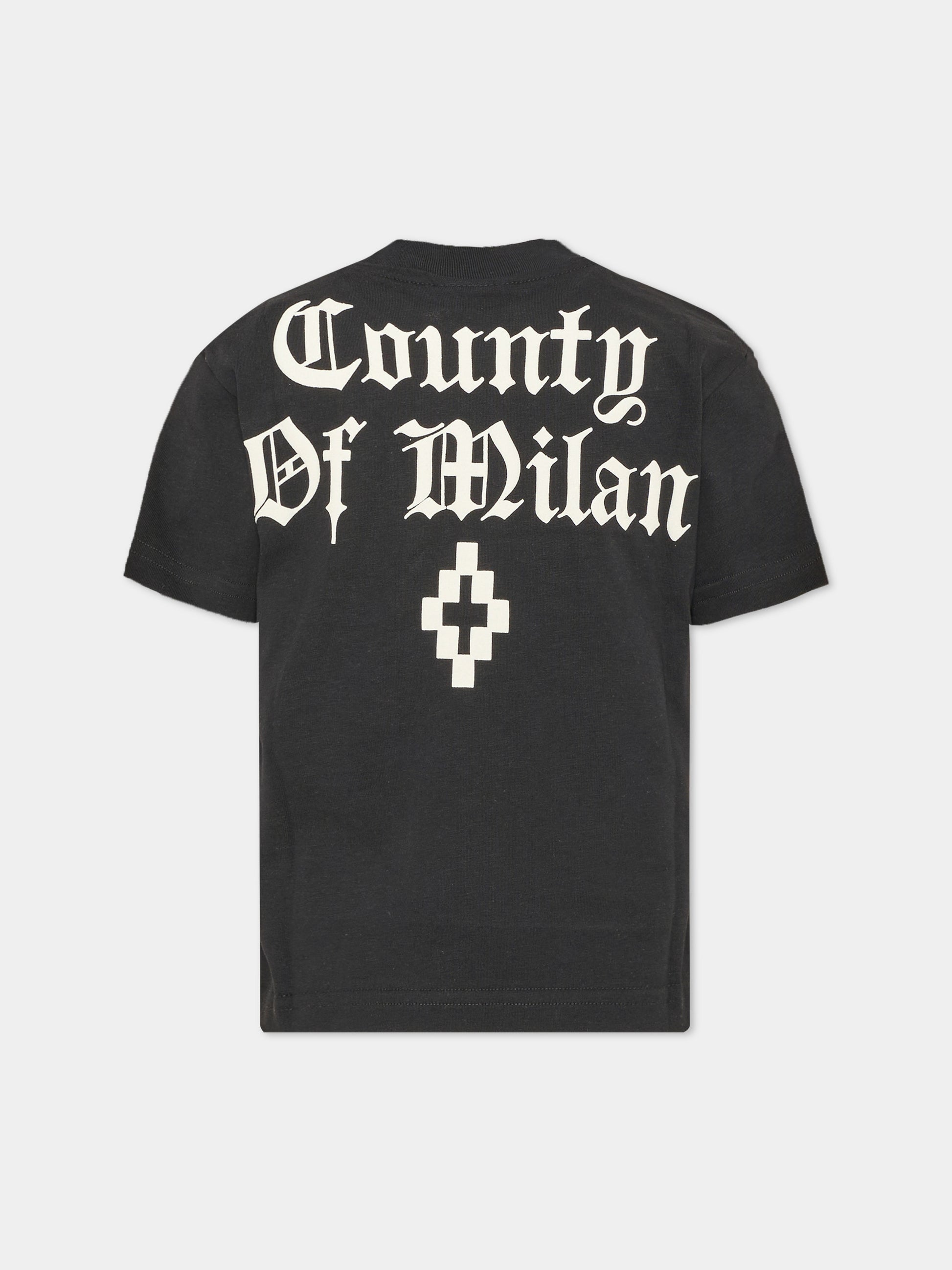 T-shirt a manica corta nera per bambino con stampa,County Of Milan Kids,F6CMJBTH014 110