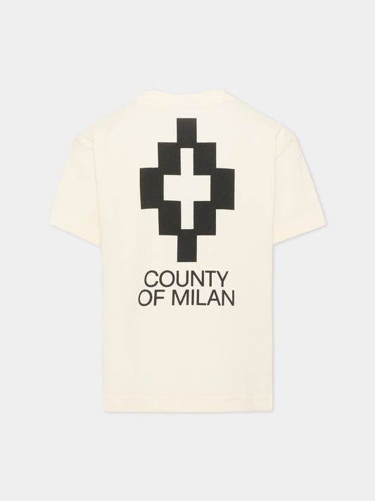 T-shirt a manica corta avorio per bambino,County Of Milan Kids,F6CMJBTH049 412
