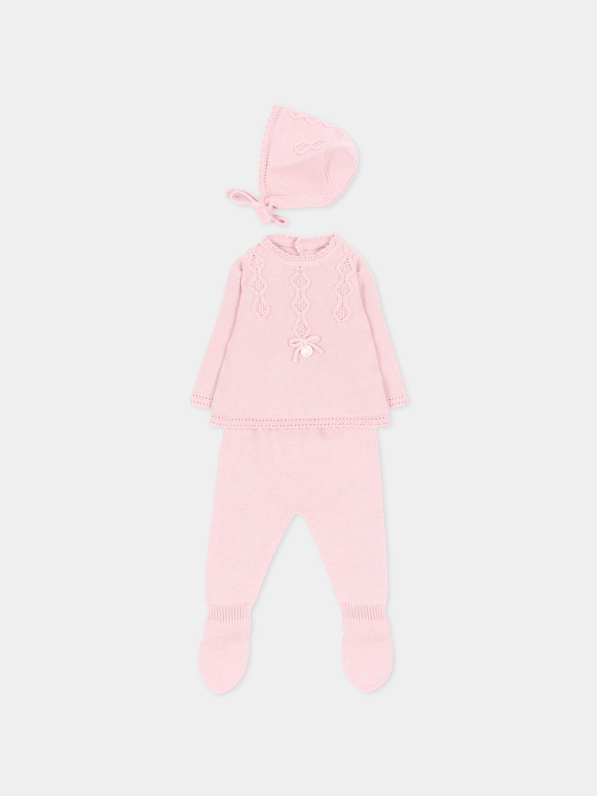 Completo nascita rosa per neonata in maglia,Martín Aranda,004-11331 P07