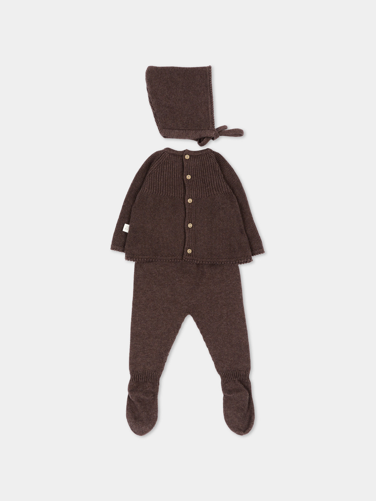 Completo nascita marrone con cuffietta per neonati in maglia,Martín Aranda,004-11329 B08
