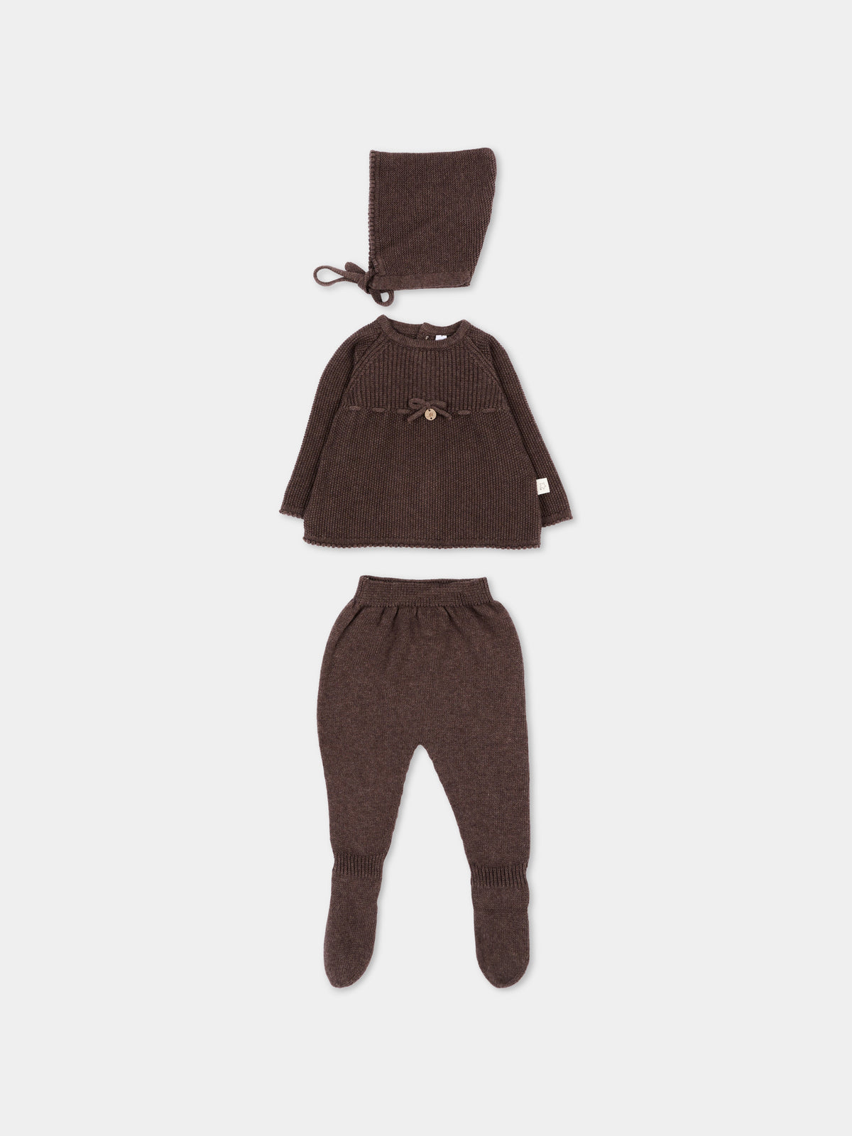 Completo nascita marrone con cuffietta per neonati in maglia,Martín Aranda,004-11329 B08