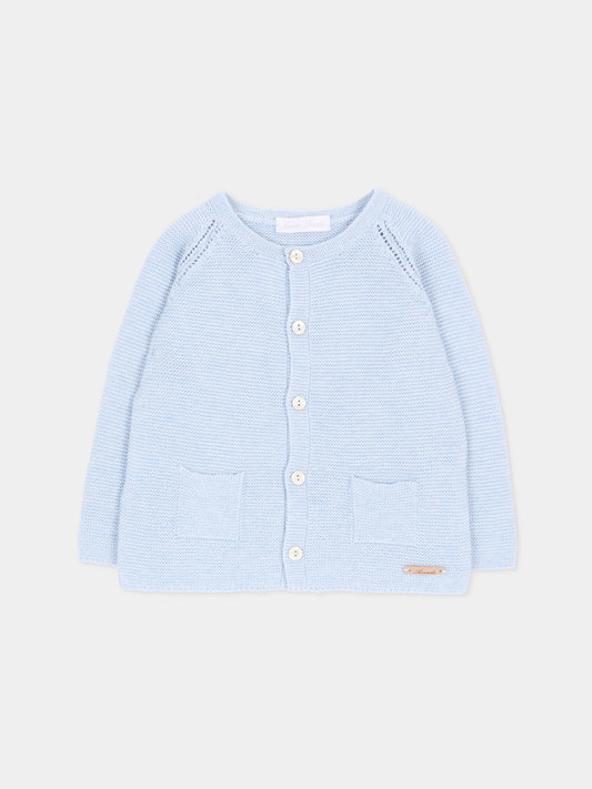 Cardigan celeste per neonato in maglia,Martín Aranda,045-11320 C08
