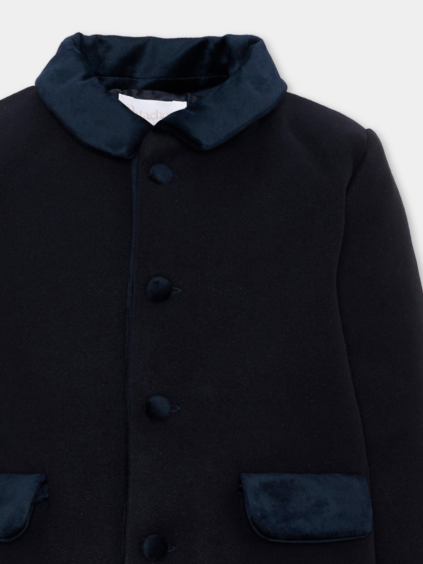 Cappotto blu per bambino con colletto,Patachou,PAP 47 CA4333380 360