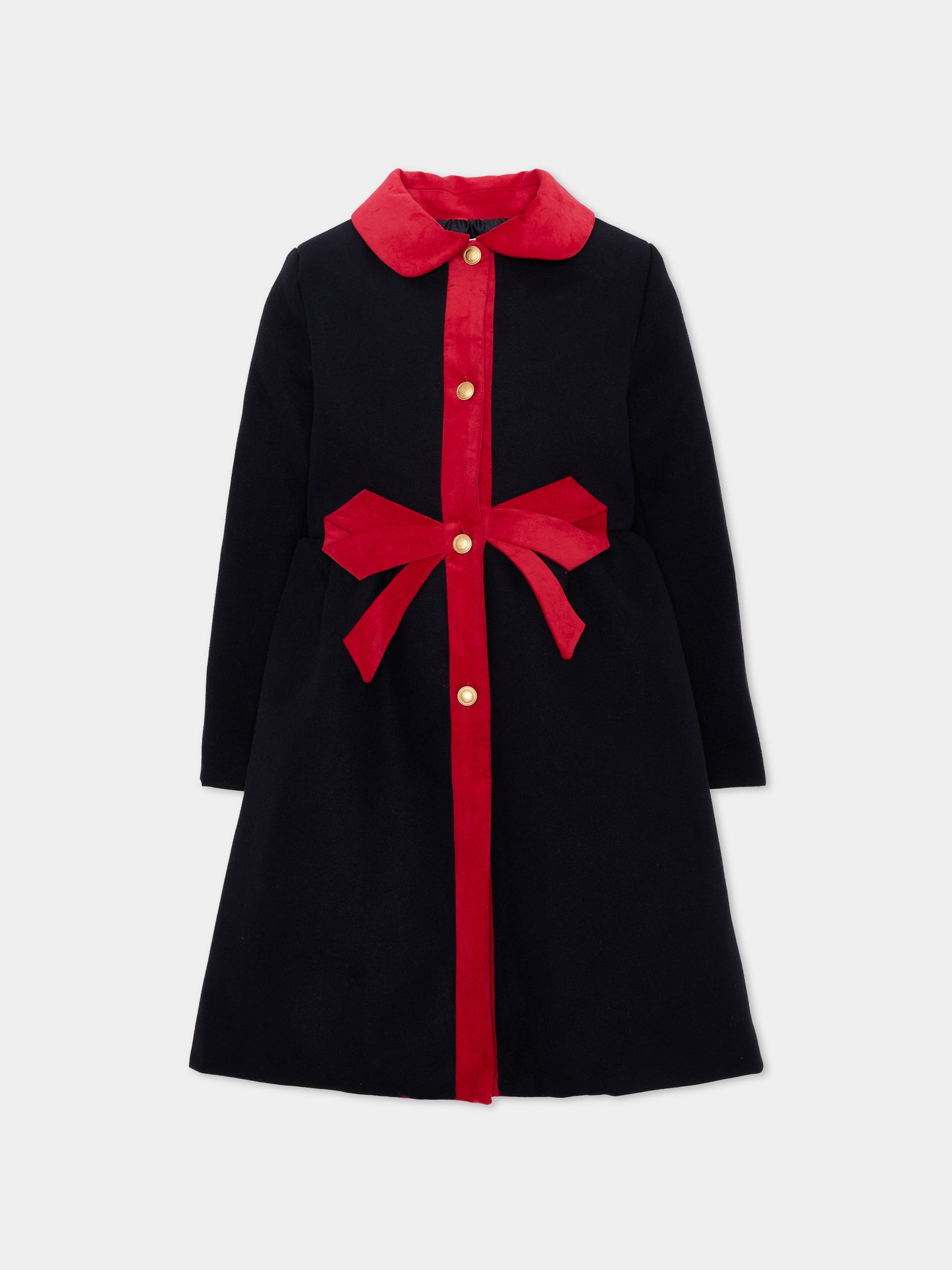 Cappotto blu per bambina con fiocco,Patachou,PAP 47 CA4333473 360