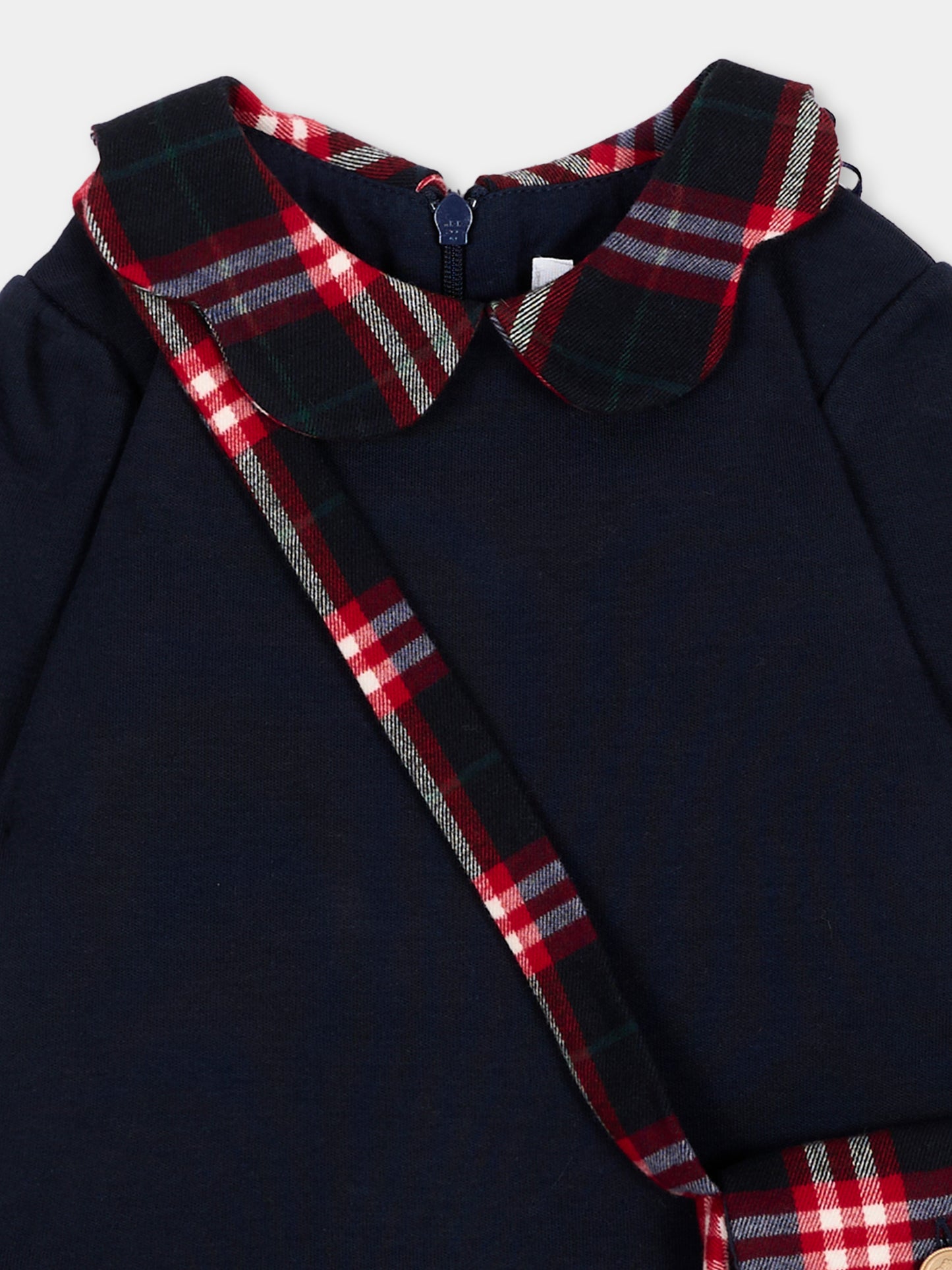 Vestito blu tartan per neonata,Patachou,PAP 47 VET4333269 360