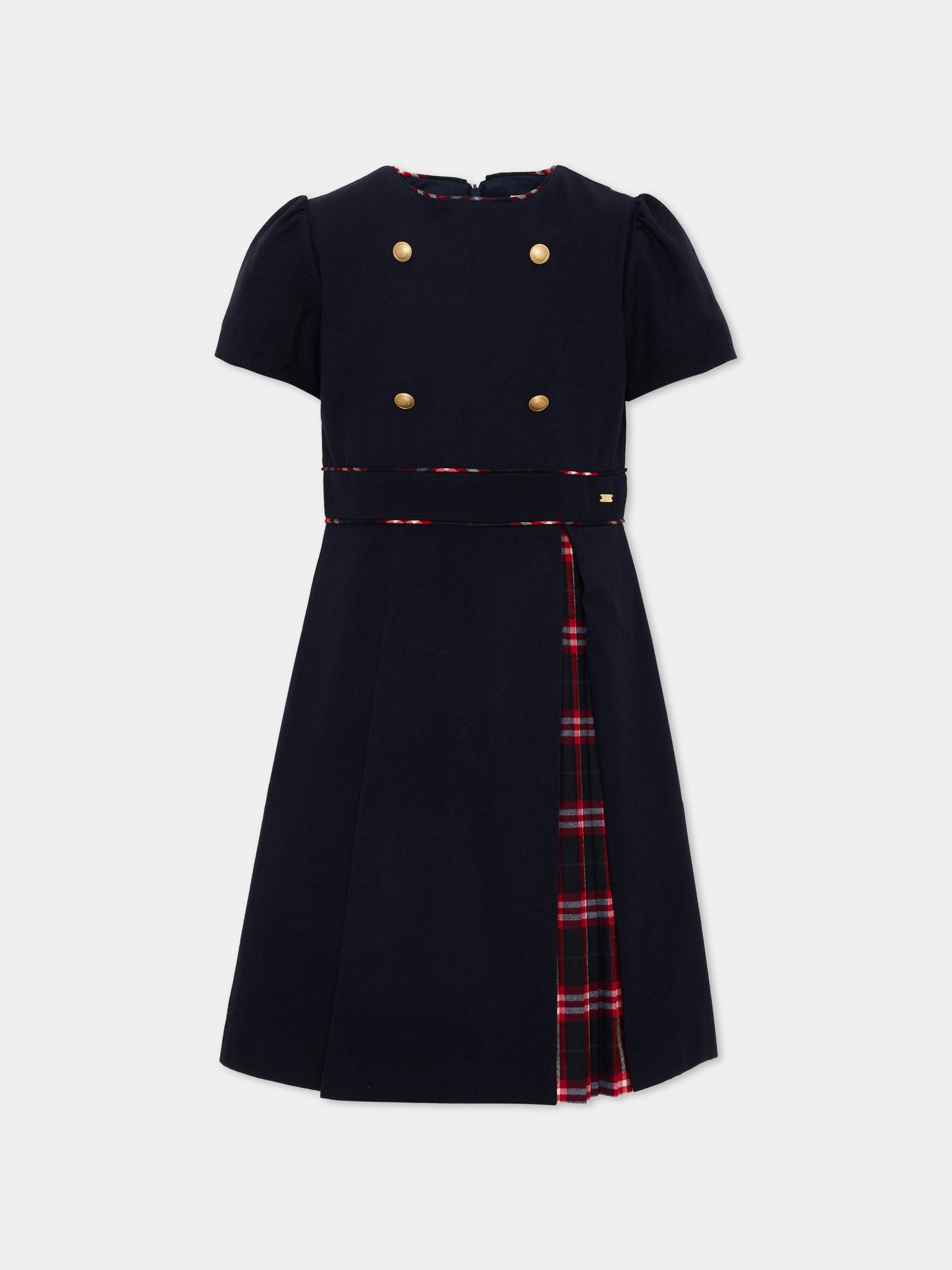 Abito elegante blu tartan per bambina,Patachou,PAP 47 VET4333465 360
