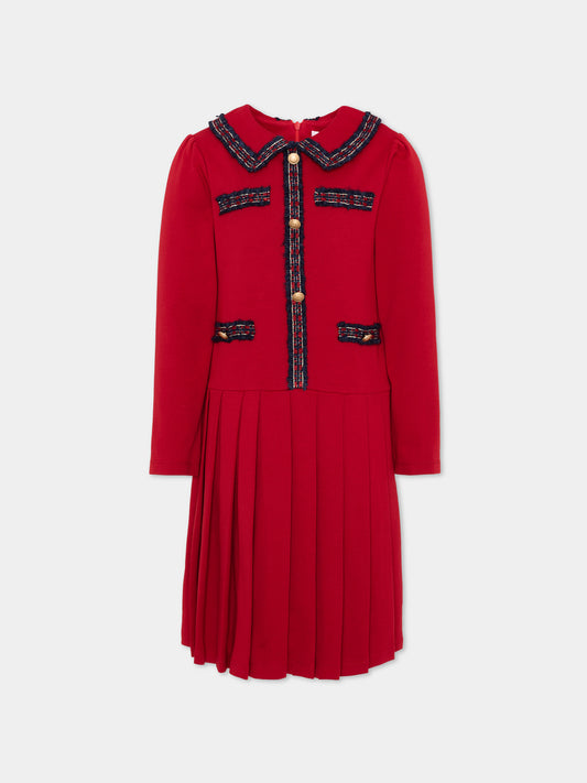 Abito elegante rosso per bambina,Patachou,PAP 47 VET4333474 960