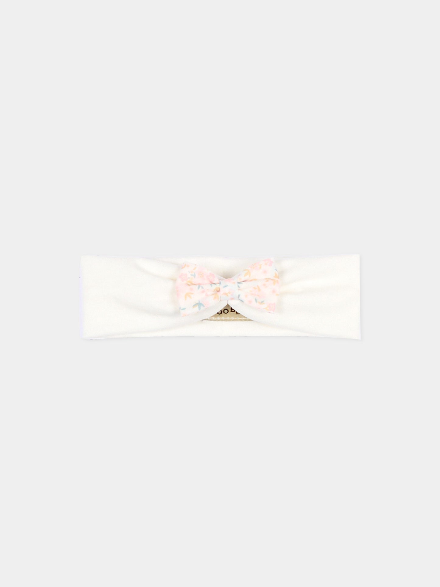 Fascia avorio per neonata con fiocco liberty rosa,Le Boo Beebè,ACB021 2030