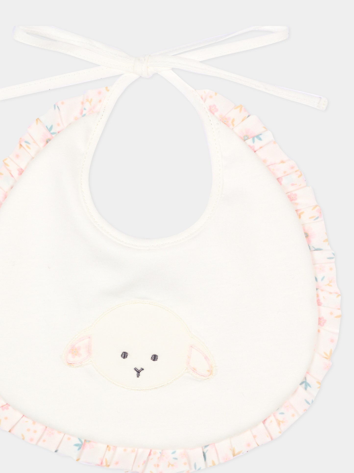 Bavaglino avorio per neonata con agnellino Olive,Le Boo Beebè,CBB022 T351 2030