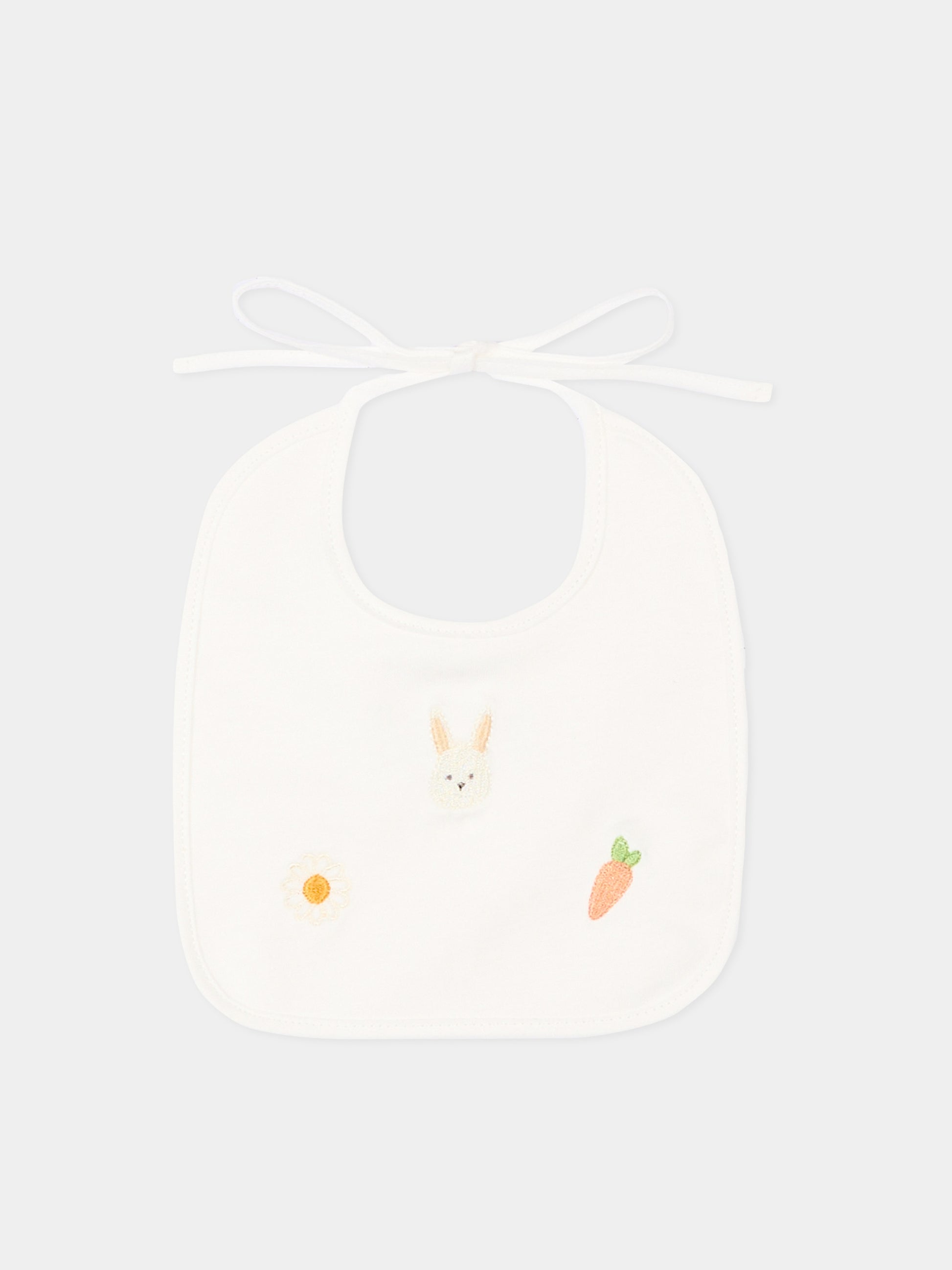 Bavaglino avorio per neonati con ricami,Le Boo Beebè,CBB023 T351 20