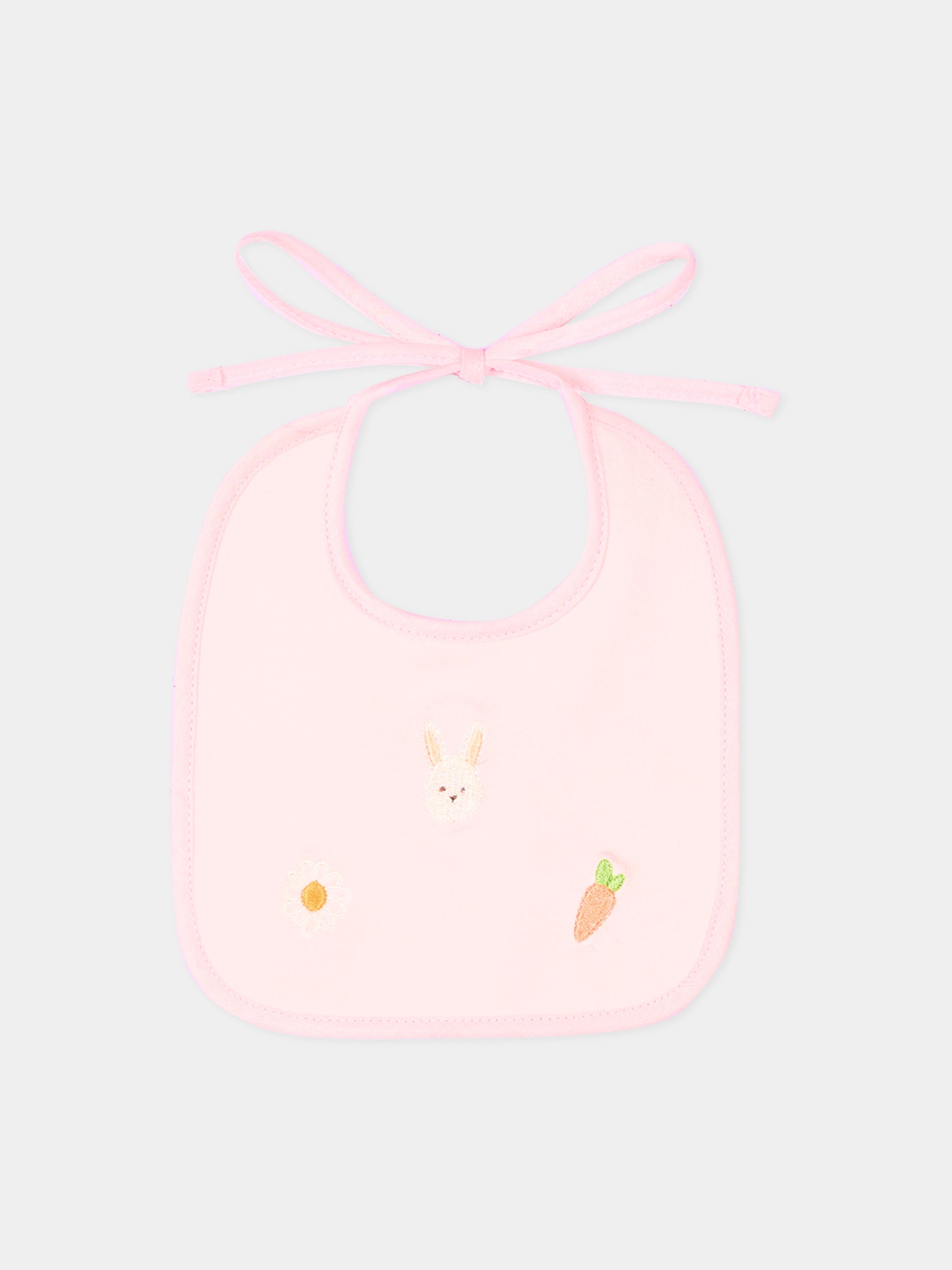 Bavaglino rosa per neonata con ricami,Le Boo Beebè,CBB023 T351 30