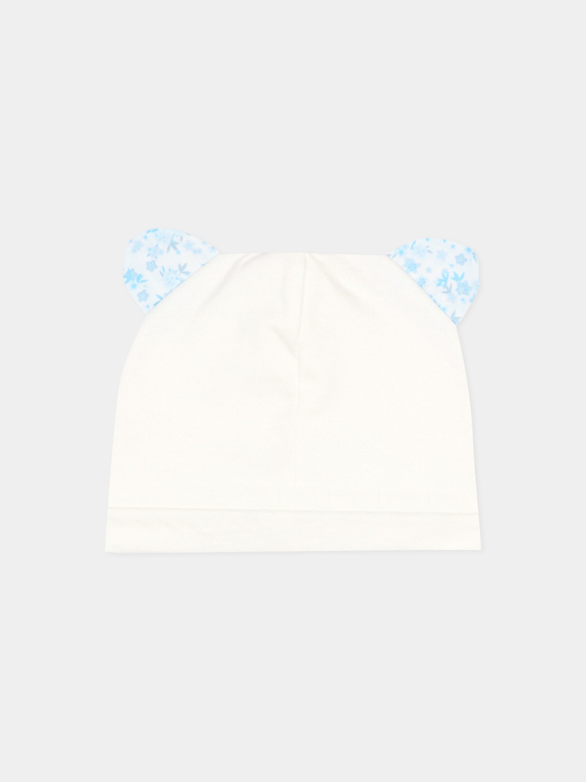 Cappellino avorio per neonato con orecchie in liberty,Le Boo Beebè,CCB021 T351 40