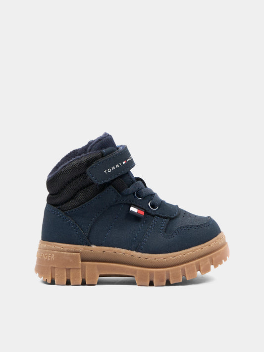 Stivaletti blu per bambino con logo,Tommy Hilfiger Junior,T1X5 35290 0316X598