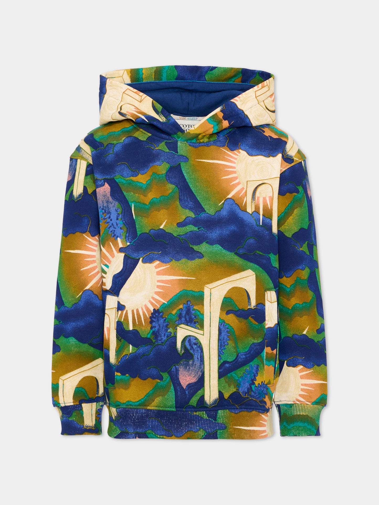 Felpa con cappuccio blu stampata per bambino,Scotch&soda,183346 410