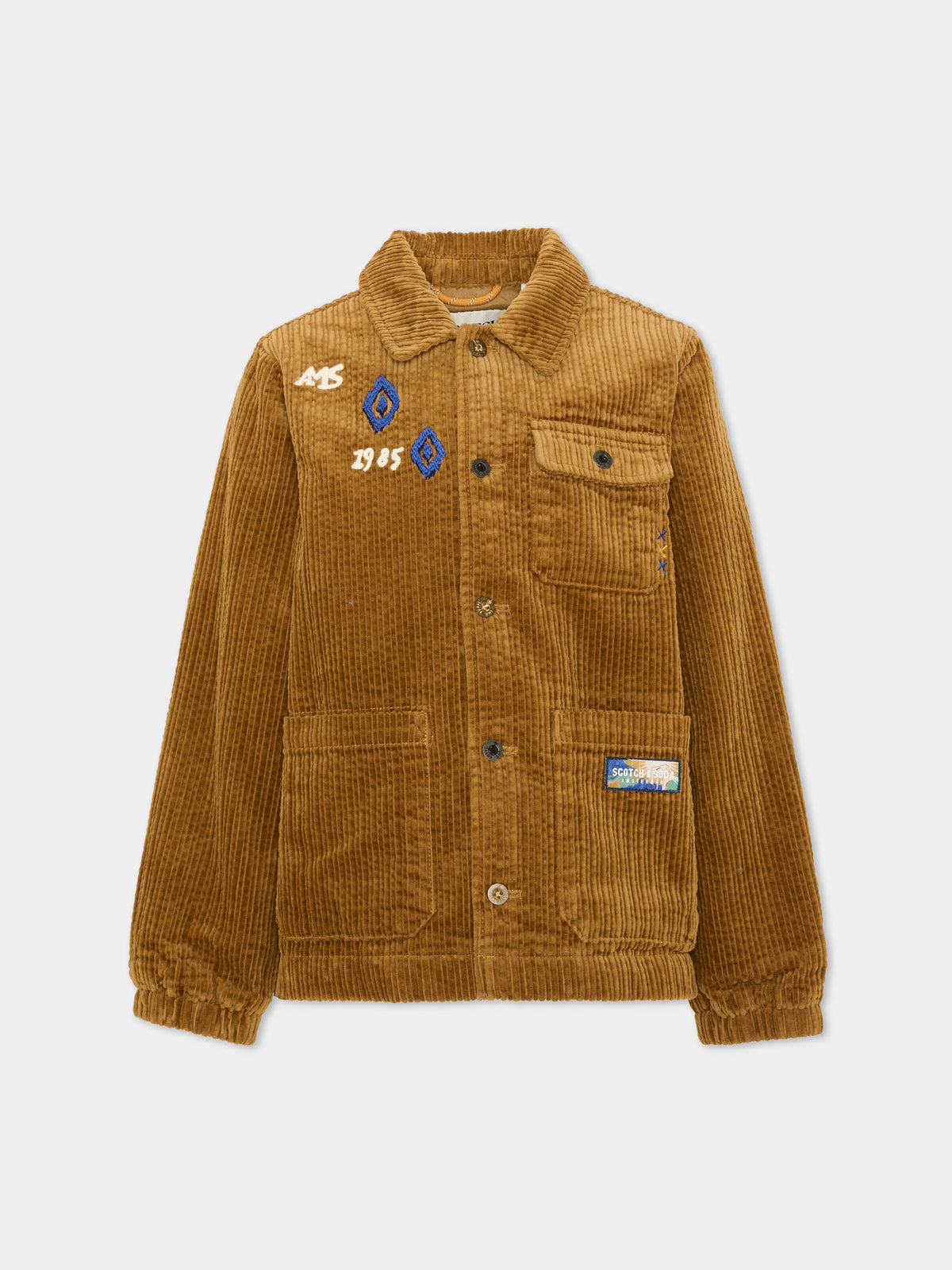 Giacca marrone in corduroy ricamata per bambino,Scotch&soda,183295 230