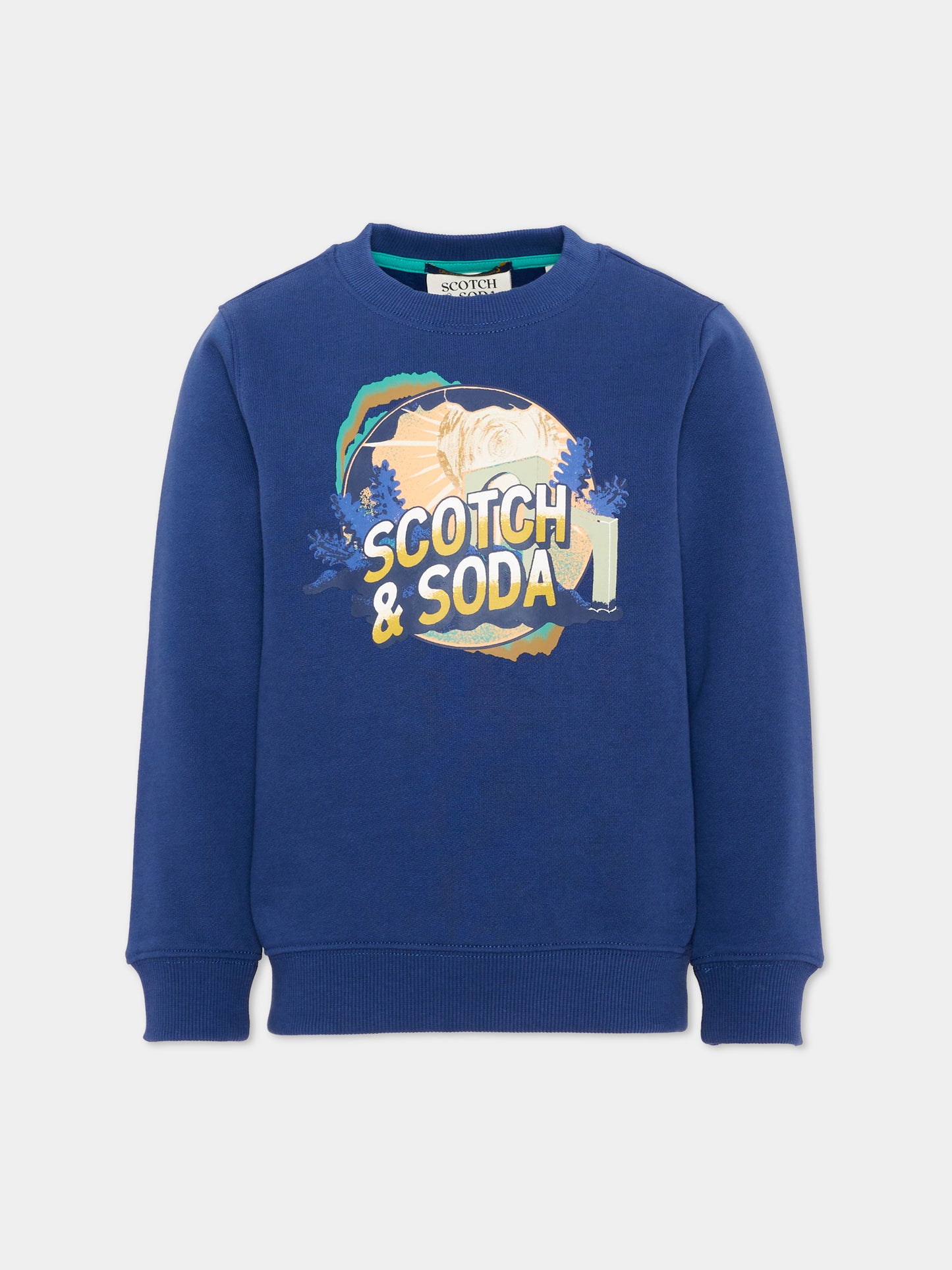 Felpa blu per bambino con logo,Scotch&soda,183332 410