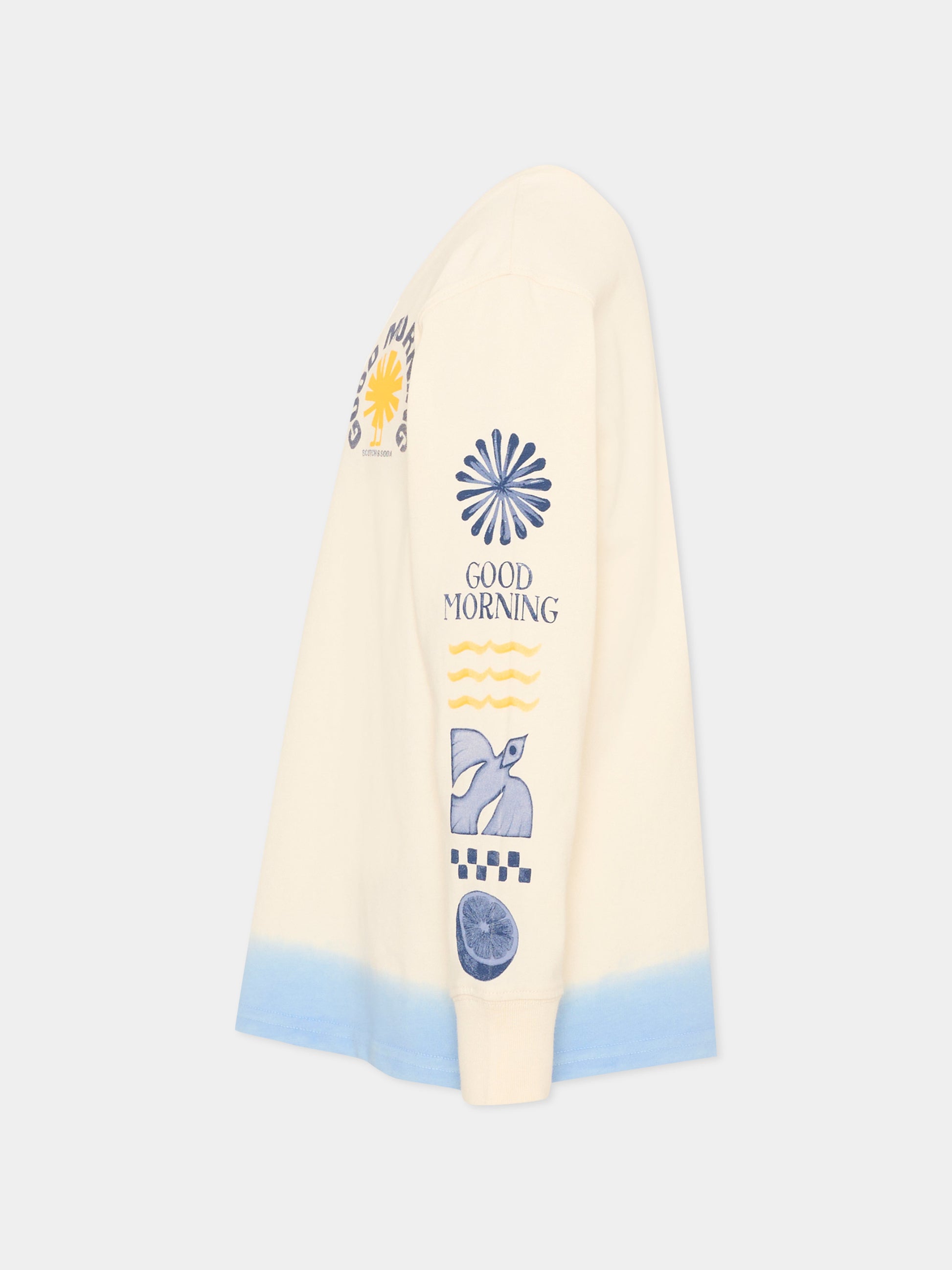 T-shirt avorio per bambini con stampa,Scotch&soda,184440 100