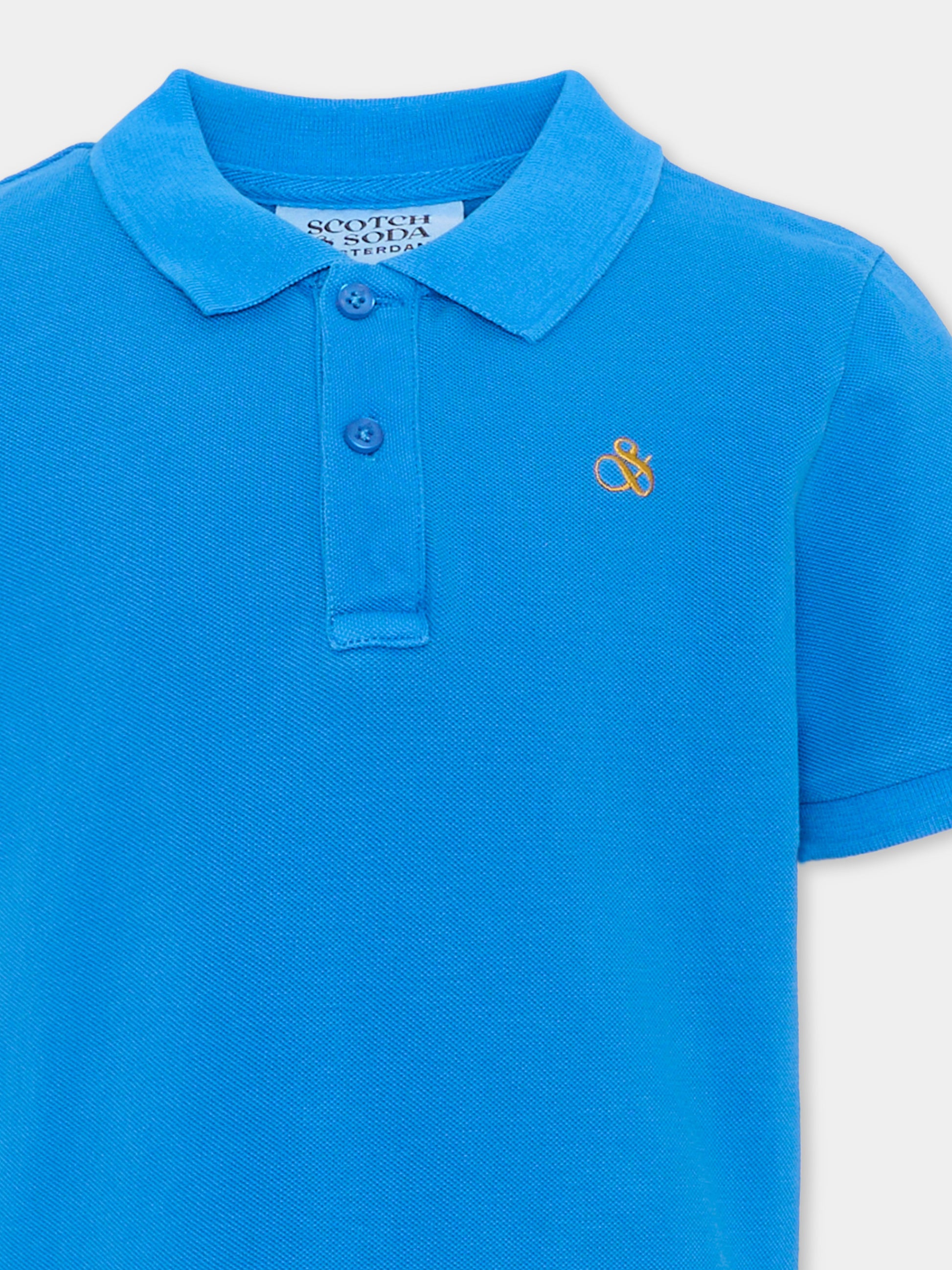 Polo azzurra per bambino con logo,Scotch&soda,184449 410