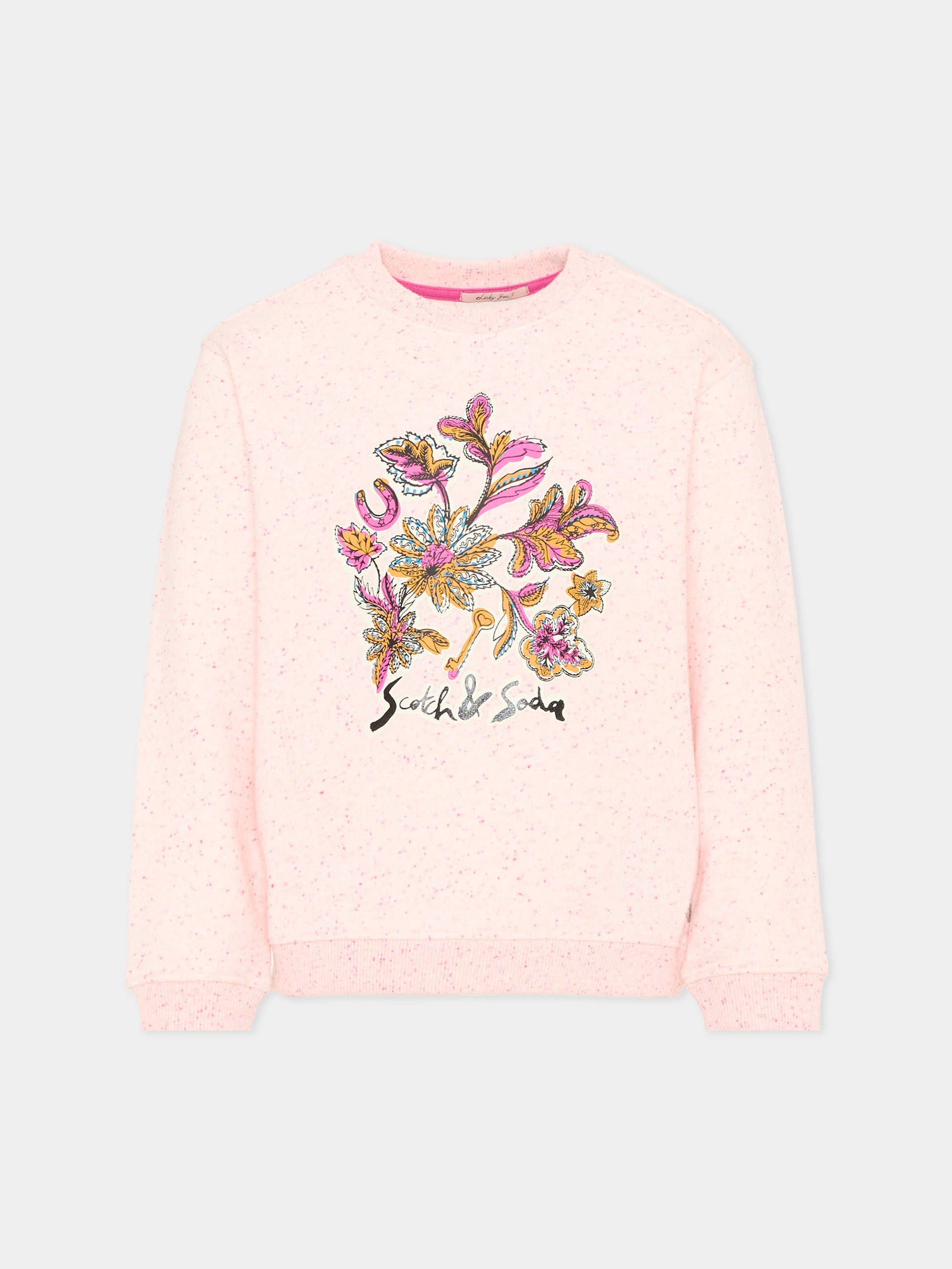 Felpa rosa per bambina con fiori,Scotch&soda,183031 270