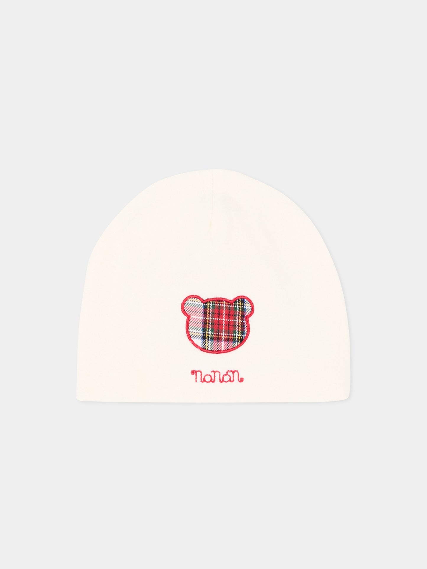 Cappello per neonato avorio con orsetto,Nanán,I26039OW