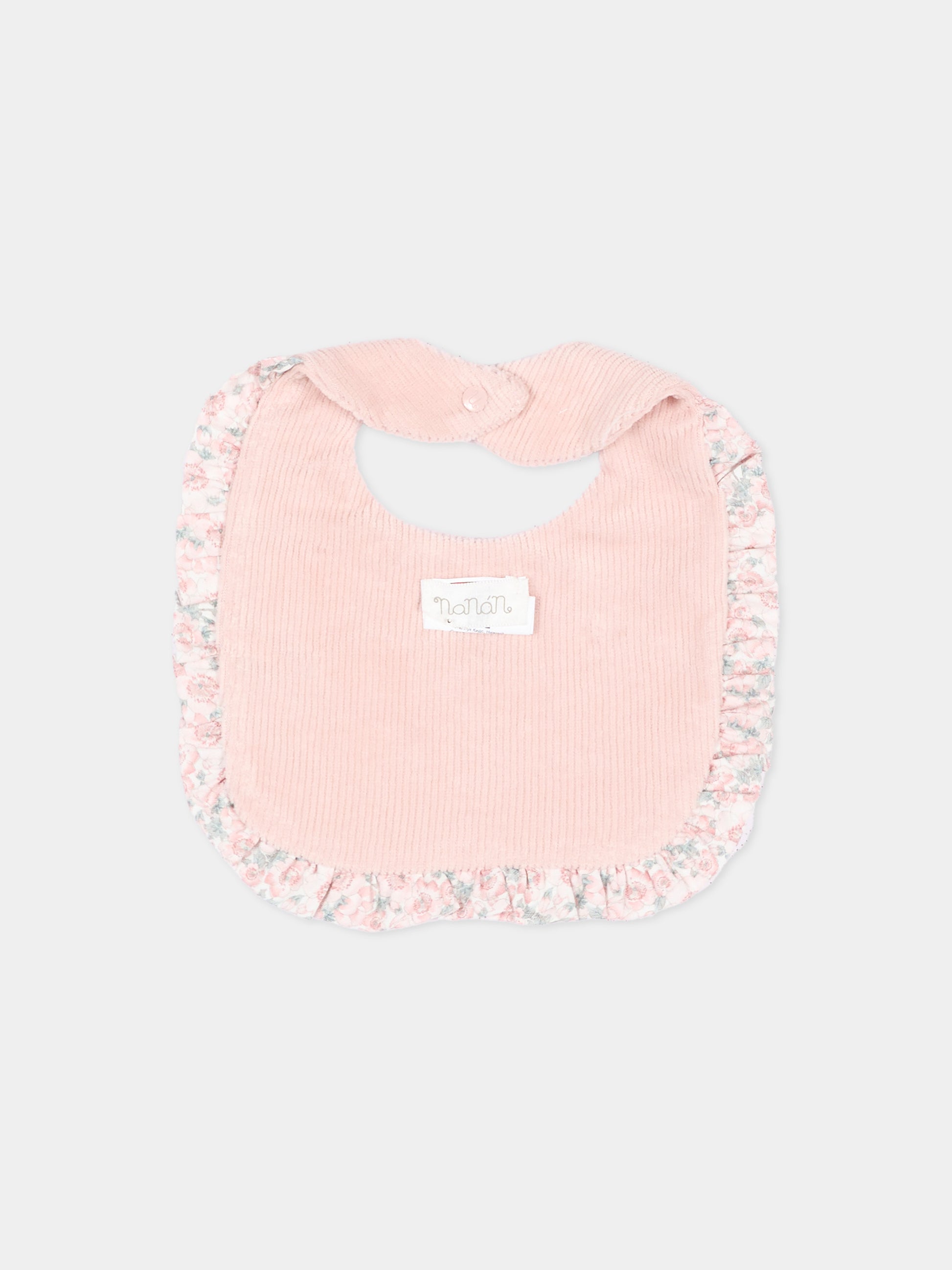 Bavaglino rosa per neonata con logo,Nanán,I26424R