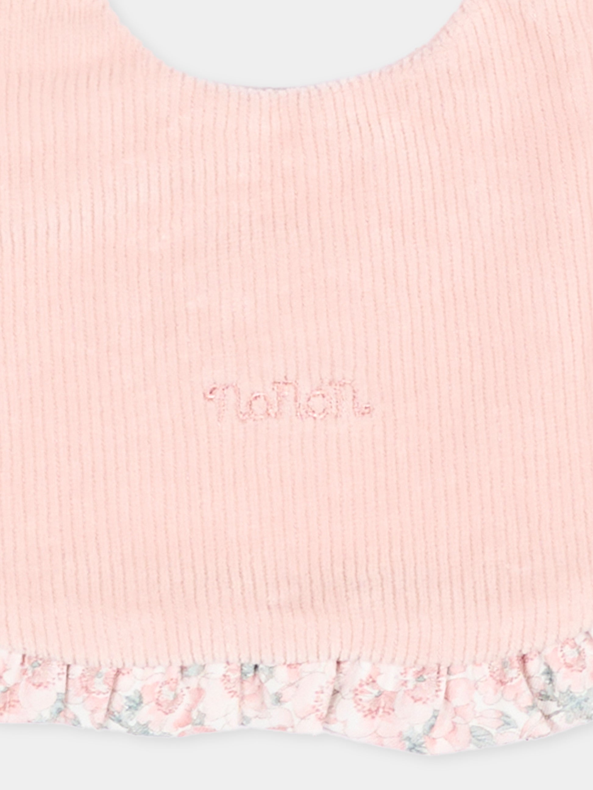 Bavaglino rosa per neonata con logo,Nanán,I26424R