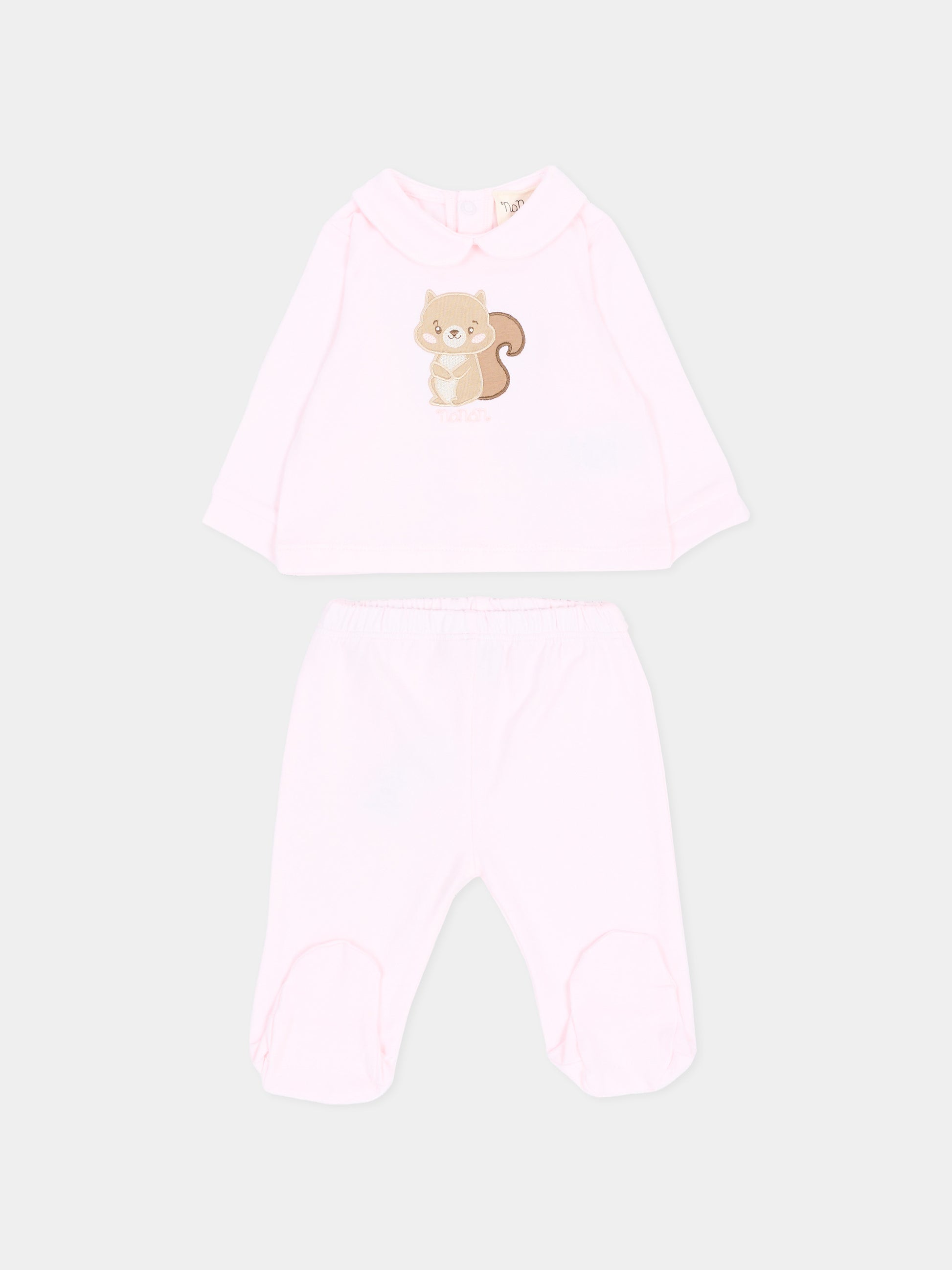 Completo nascita rosa per neonata con scoiattolo,Nanán,I26013R