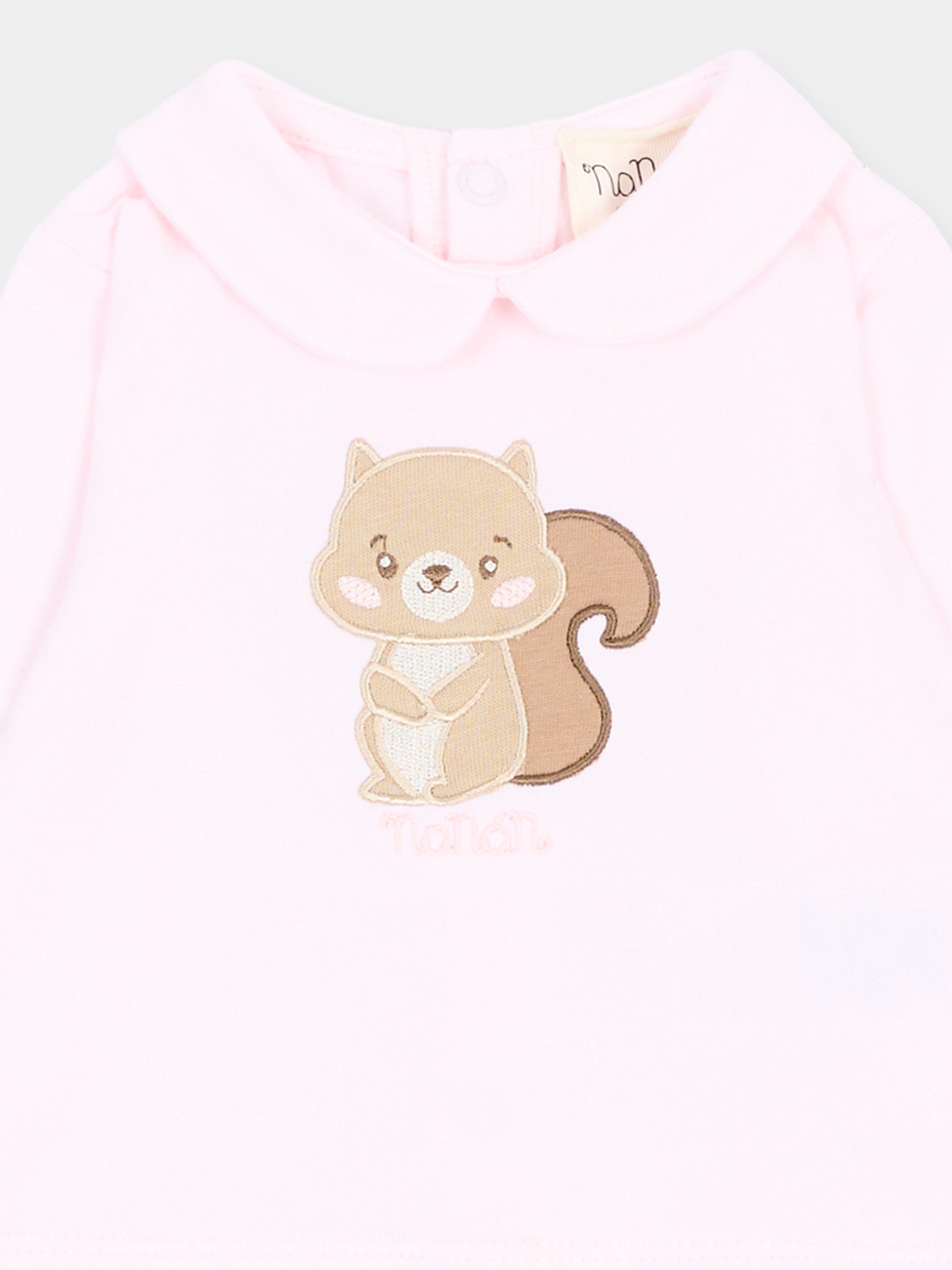 Completo nascita rosa per neonata con scoiattolo,Nanán,I26013R